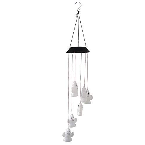 Solar Powered Ghost Wind Lights - Waterproof Halloween Outdoor Decor with Wind Chimes | Perfect for Garden, Patio, Yard & Halloween Party Decorations