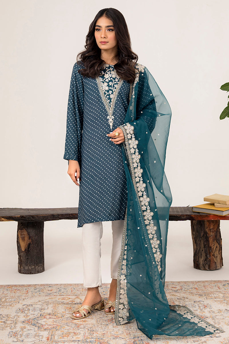 MOASIC BLUE 2PC Set (Shirt & Dupatta) - Elegant Indian Ethnic Wear for Women | Perfect for Weddings, Festivals & Special Occasions