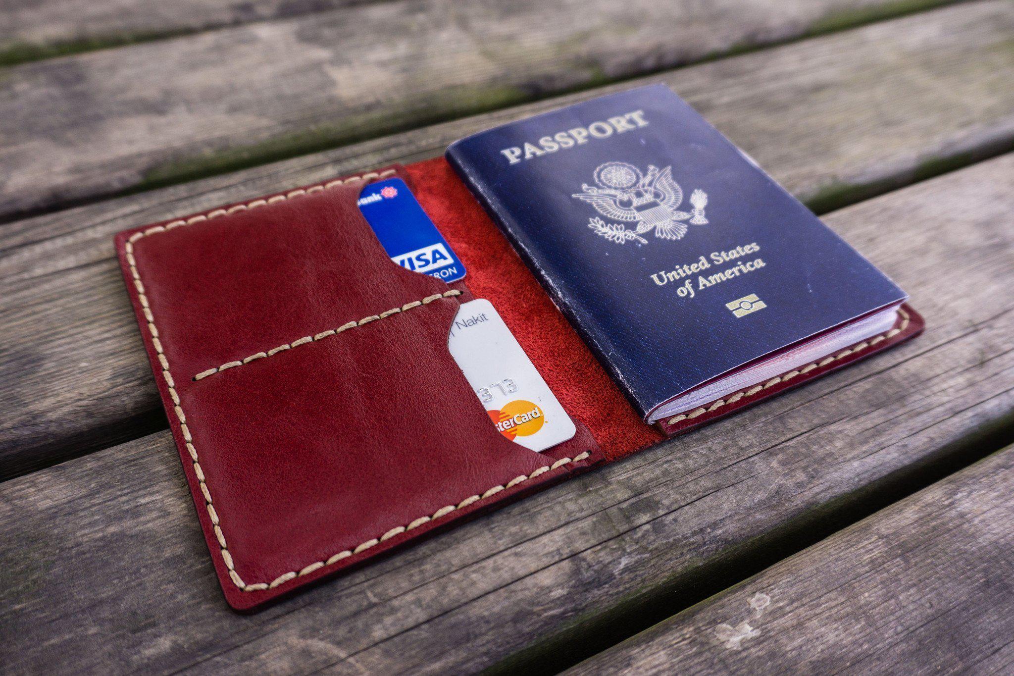 Premium No.06 Genuine Leather Passport Holder - Red | RFID Blocking Travel Wallet for Men & Women | Perfect for International Trips & Business Travel