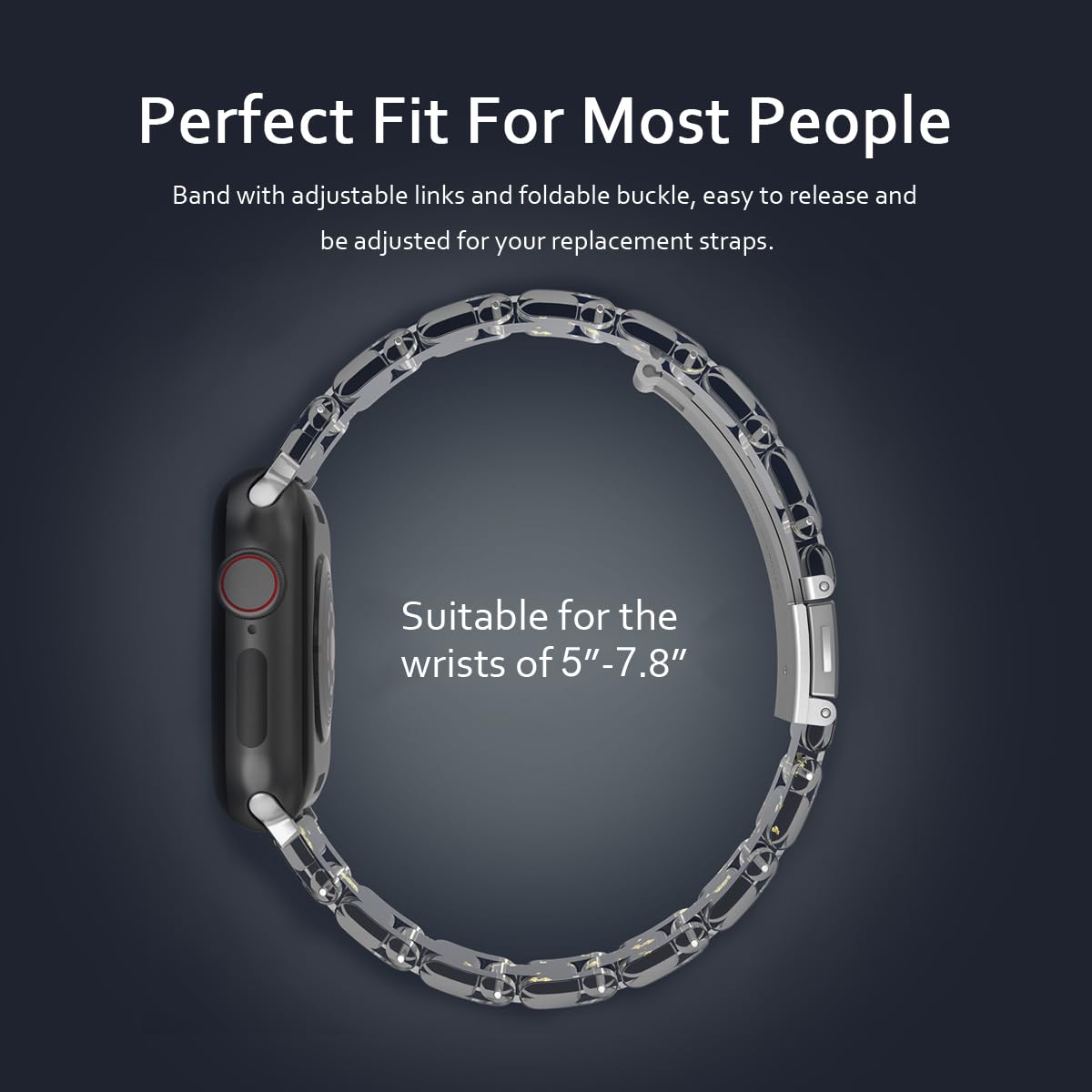 MAIRUI Resin Watch Band Compatible with Apple Watch Series 9/8/7/6/SE/5/4/3/2/1/Ultra/Ultra 2 - Slim Strap Bracelet for Women & Men (49mm/45mm/44mm/42mm, Transparent Gold-Glint) | Perfect for Workouts, Daily Wear & Fashion Accessories