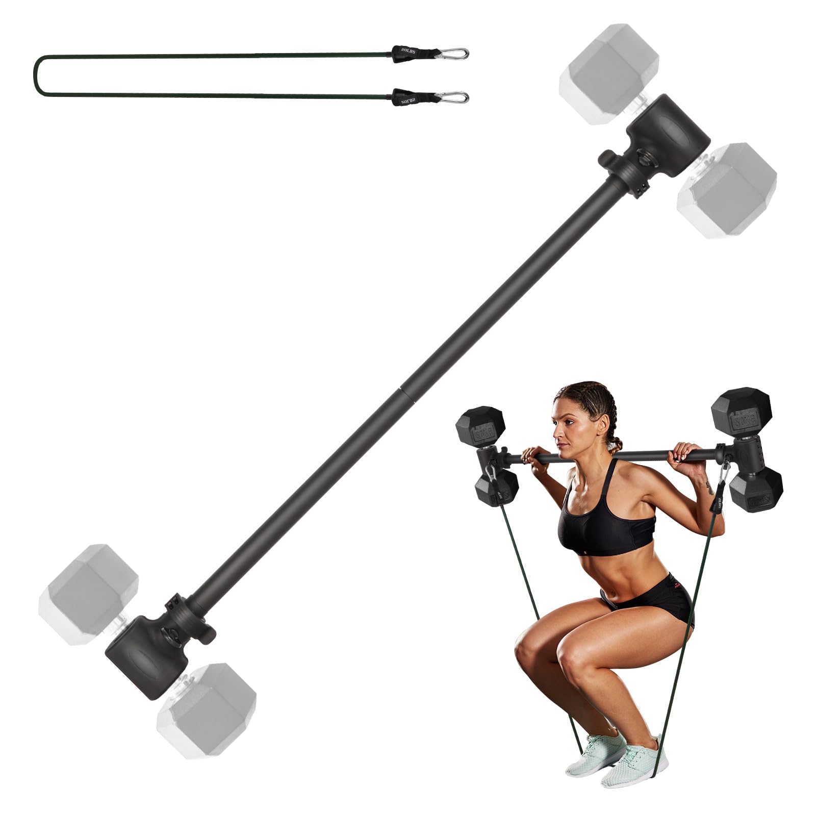 Dumbbell to Barbell Converter Set - Adjustable Home Gym Weight Lifting Equipment for Full Body Workouts (Up to 200 lb Capacity) | Perfect with Exercise Bands for Strength Training & CrossFit