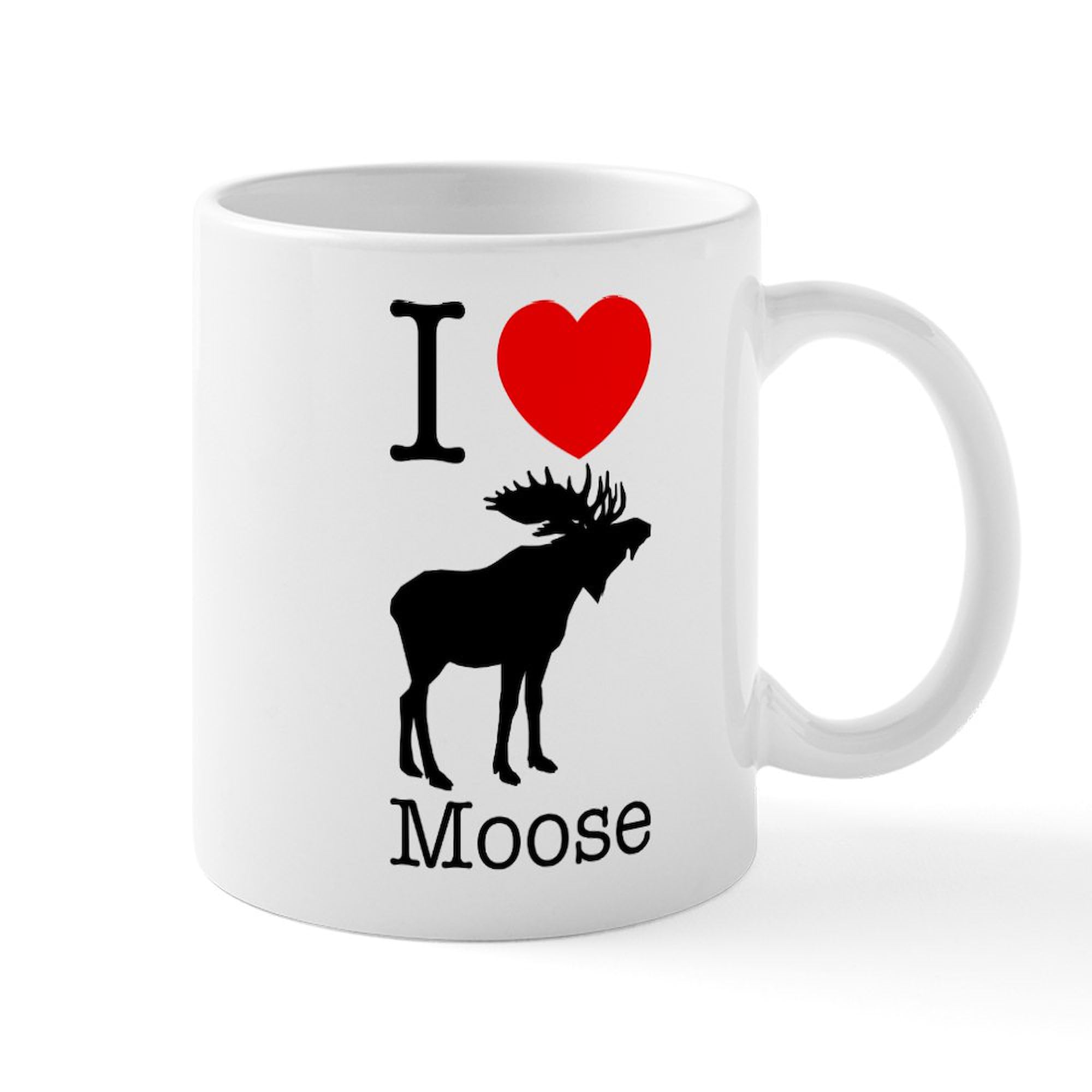I Heart Moose 11 oz Ceramic Coffee Mug - 325 ml Insulated Travel Mug for Hot & Cold Drinks - Perfect for Camping, Office, and Gift Giving