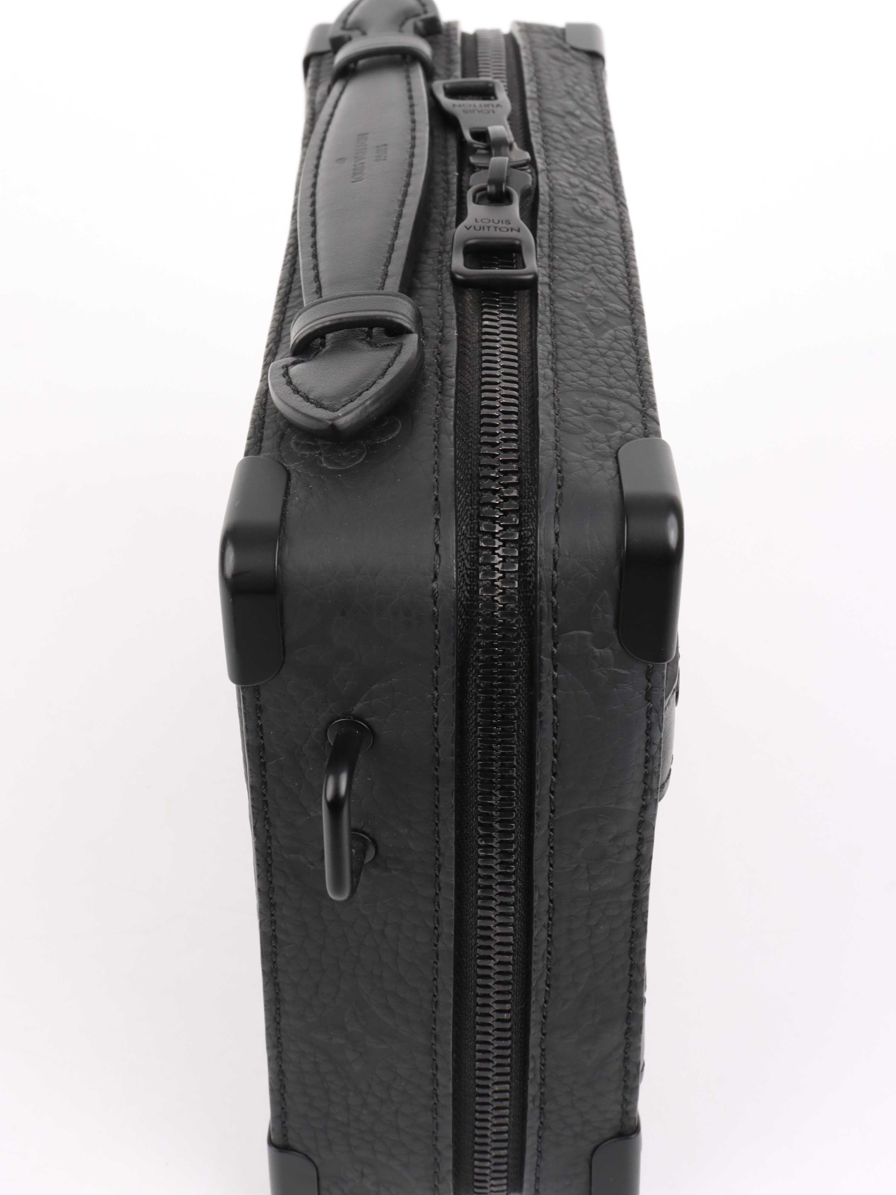 Louis Vuitton Black Leather Soft Trunk Bag with Handle - Stylish Crossbody Purse for Women, Perfect for Travel, Work & Everyday Use