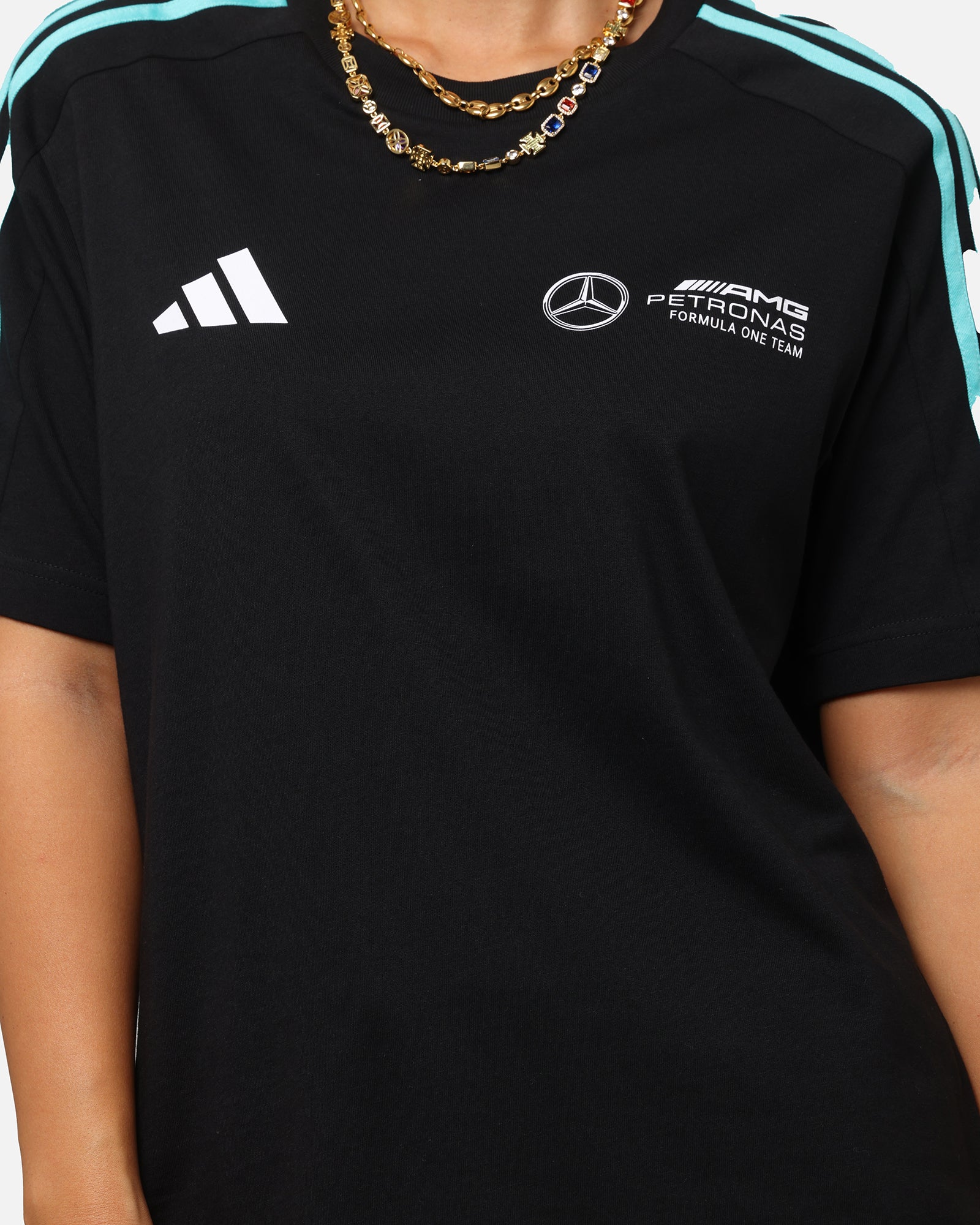 Adidas x Mercedes AMG Petronas Formula One F1 DNA T-Shirt - Black/White - Men's Sports Tee for Racing Fans & Casual Wear