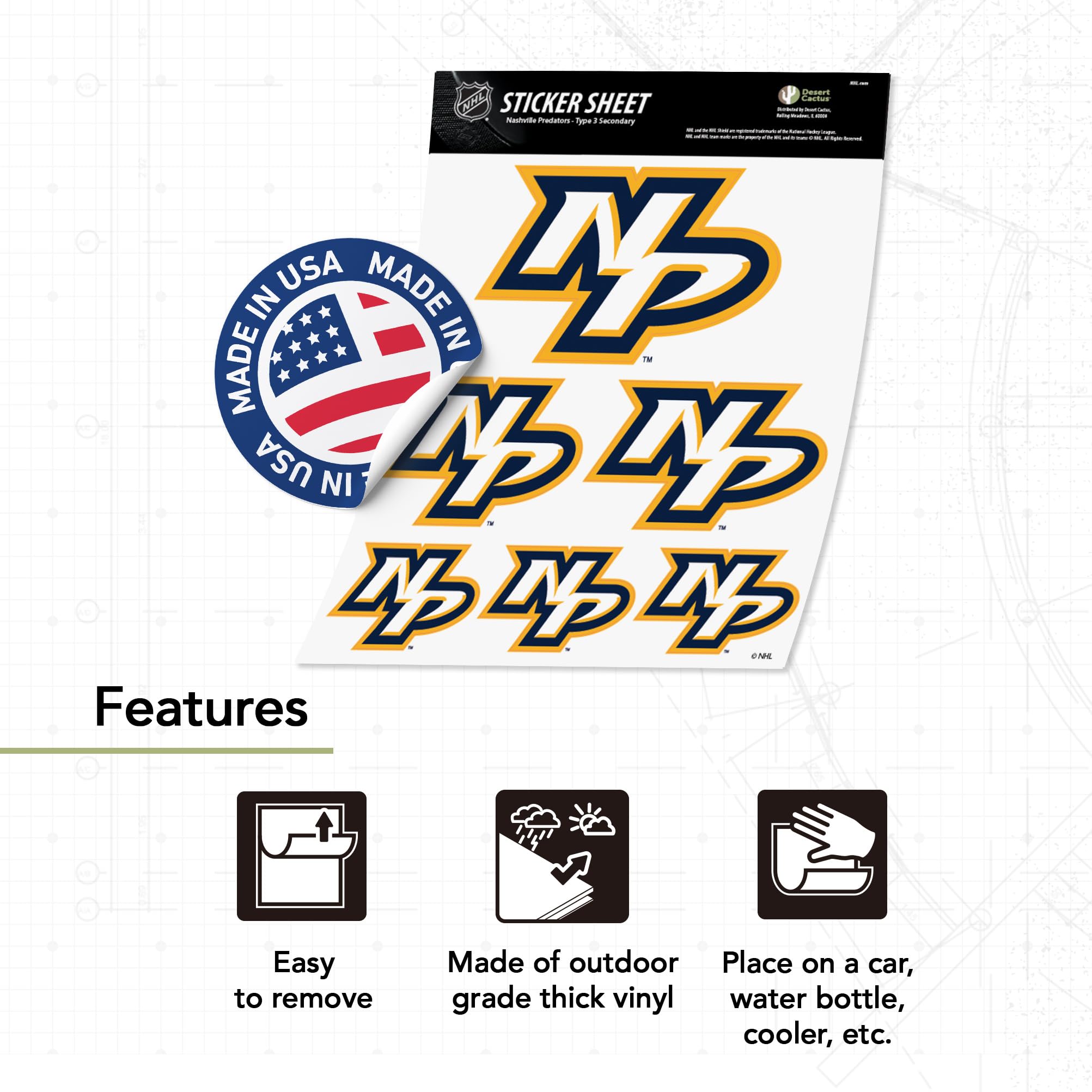 Nashville Predators NHL Team Vinyl Decal Sticker - Waterproof, Durable for Laptop, Water Bottle, Car, Scrapbook - Perfect for Hockey Fans & Game Day Decor