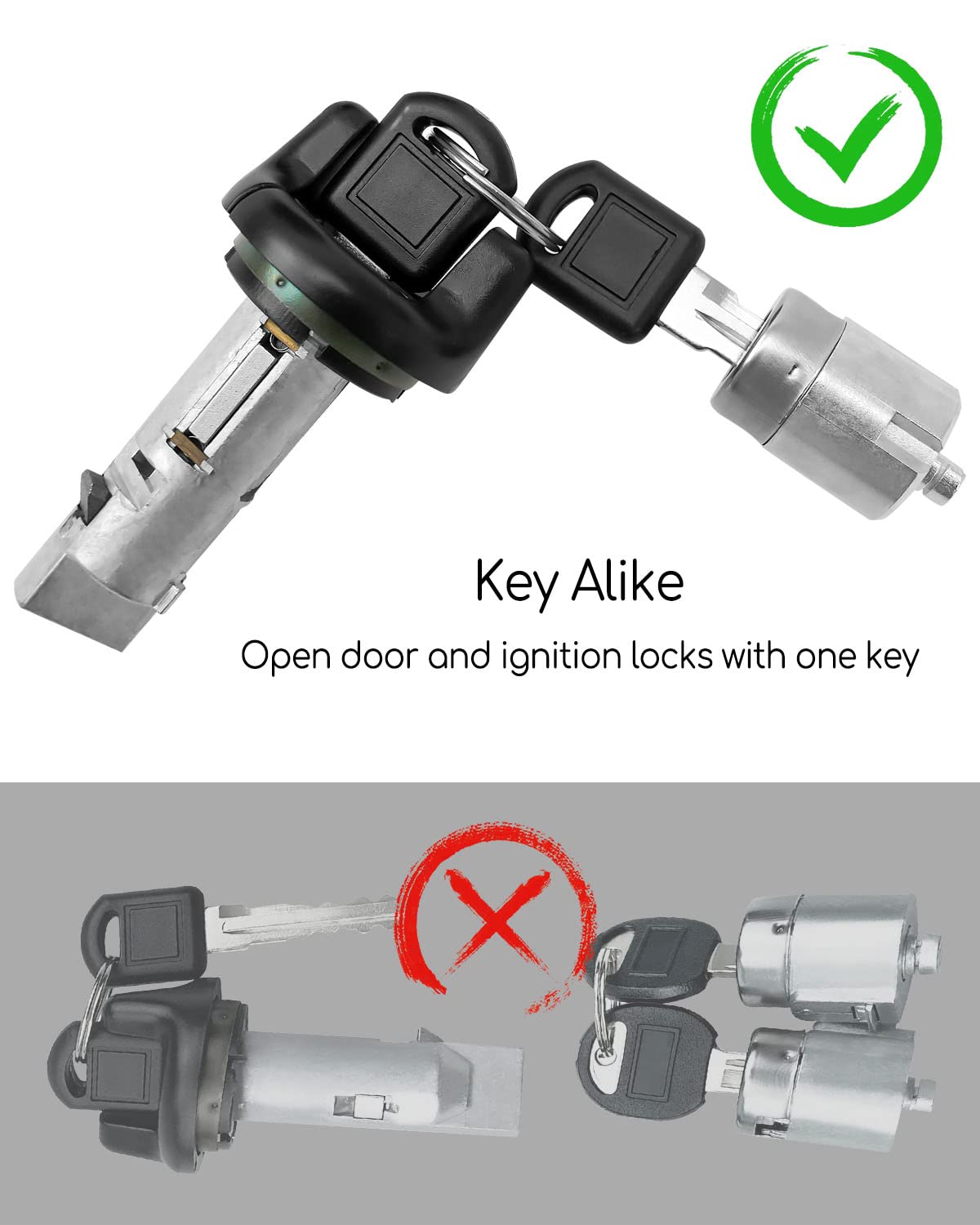Ignition Switch Lock Cylinder & Door Lock Cylinder with Keys for Chevy GMC C/K Pickup Suburban Tahoe Yukon 1995-1997 - Replacement for 702671 702674 - Car Lock Cylinder Kit for Enhanced Vehicle Security & Easy Installation