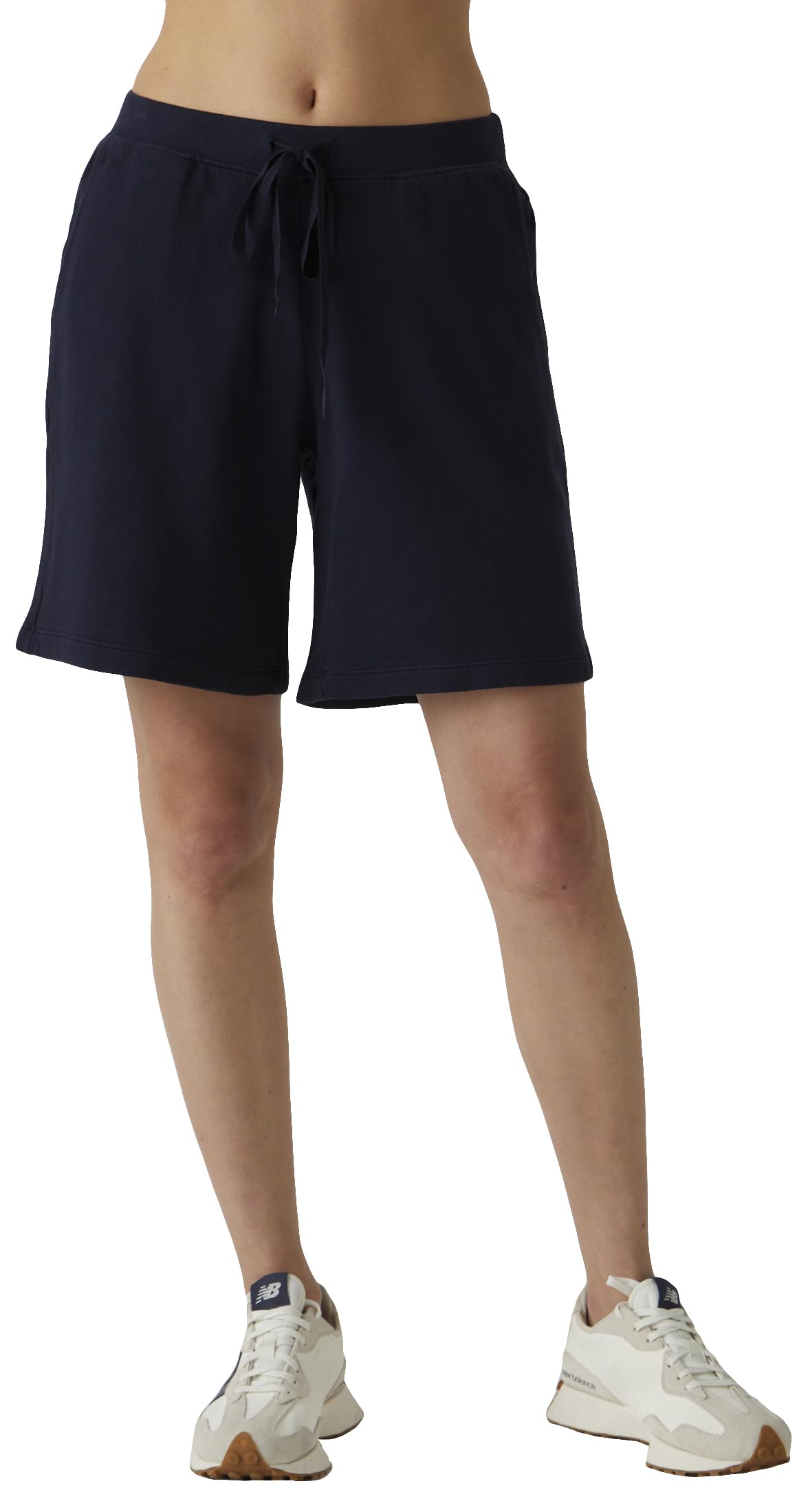 Velvet by Graham & Spencer Women's Laguna Organic Fleece Sweatshorts - Casual Lounge Shorts in Navy Blue, Size Medium | Perfect for Yoga, Beach Cover-Up & Summer Relaxation