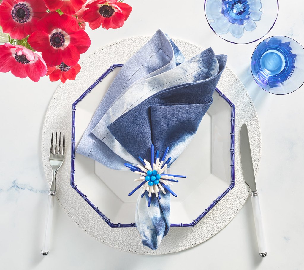 Premium Navy & Periwinkle Duo Dye Napkins - Set of 4 Cotton Dinner Napkins for Formal Dining, Wedding Reception & Holiday Table Setting