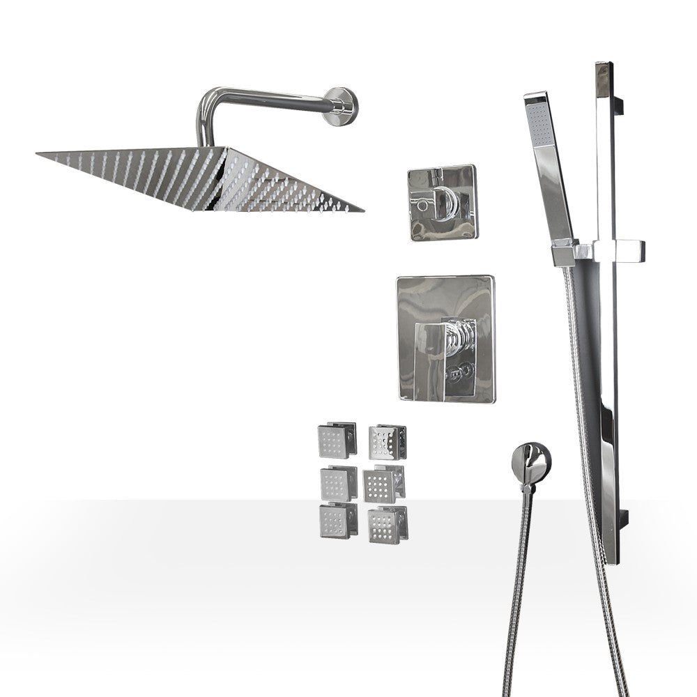 Premium Custom Shower Set - 8-Piece Luxury Bathroom Accessories with Adjustable Rainfall Showerhead, Brushed Nickel Finish - Perfect for Spa-Like Experience at Home, Hotel Style Upgrade, Wedding Gift Idea