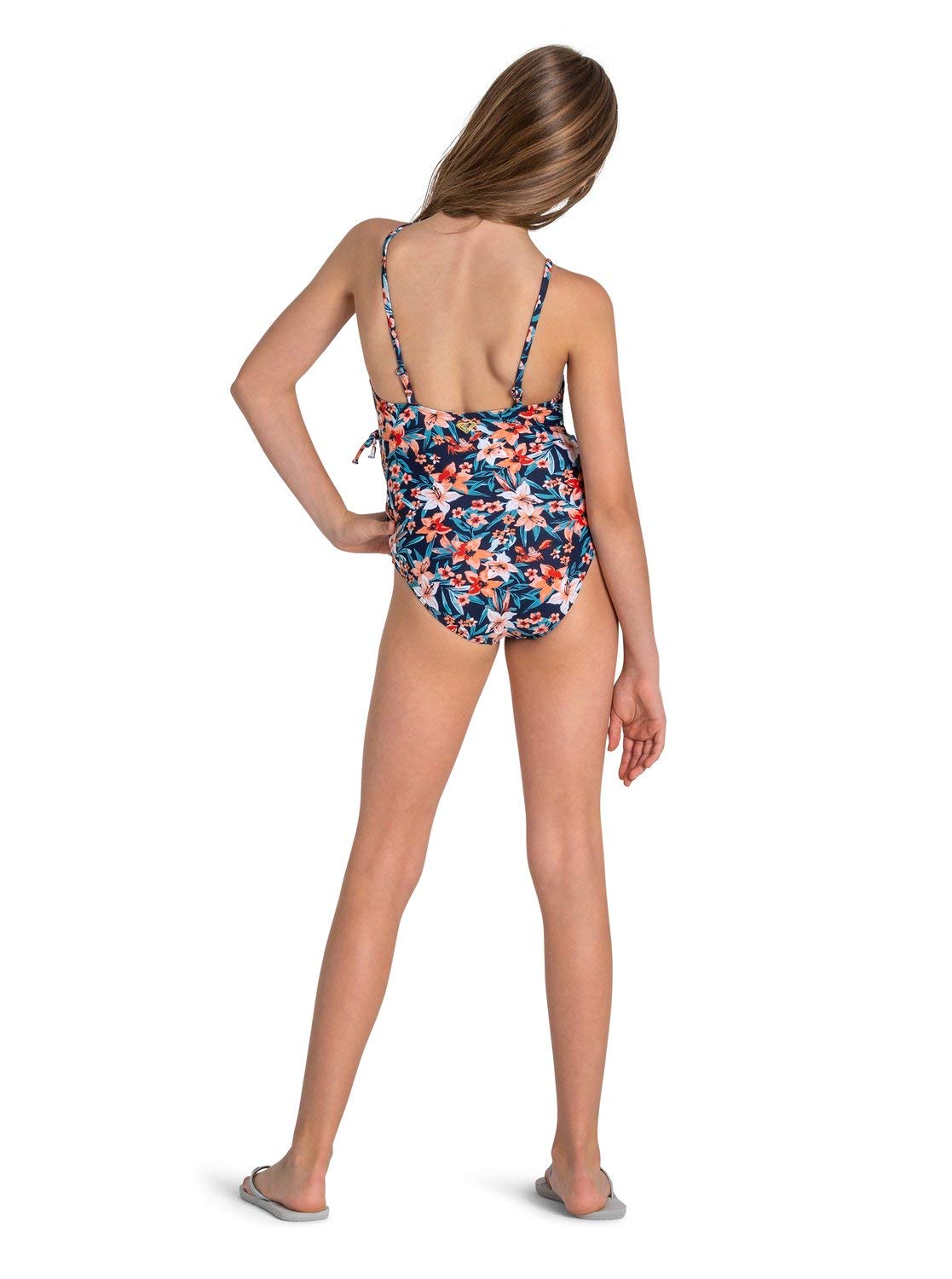 Roxy Kids Girls The Little Mermaid Sebastian Floral One-Piece Swimsuit - Big Kids Size 12 - Blue Floral Print - Perfect for Beach, Pool & Summer Vacations