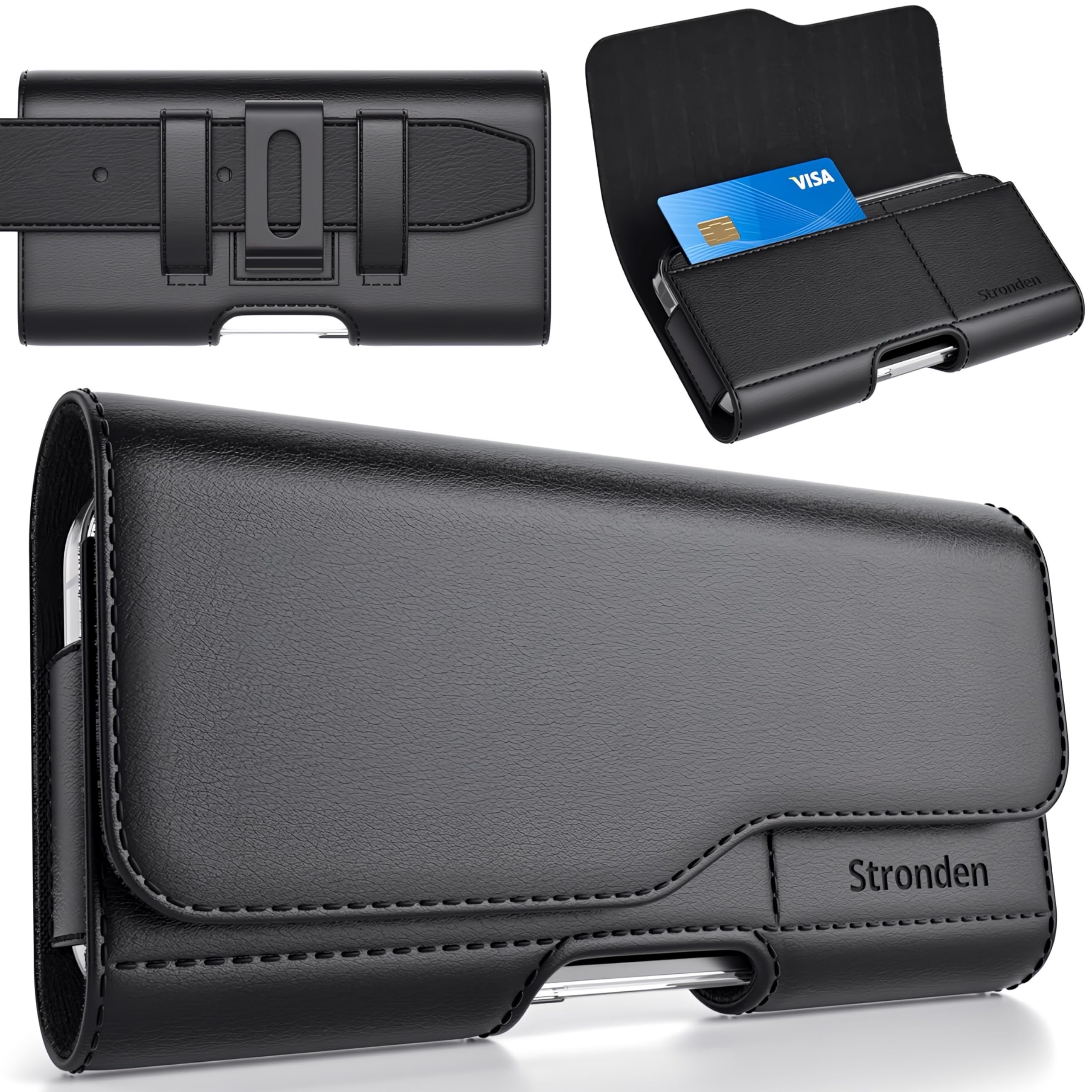 Premium Leather Magnetic Holster for iPhone 16/15/14/13/12/11 Series & XR - Belt Clip Pouch Case Compatible with Otterbox Commuter | Perfect for Work, Gym & Outdoor Activities
