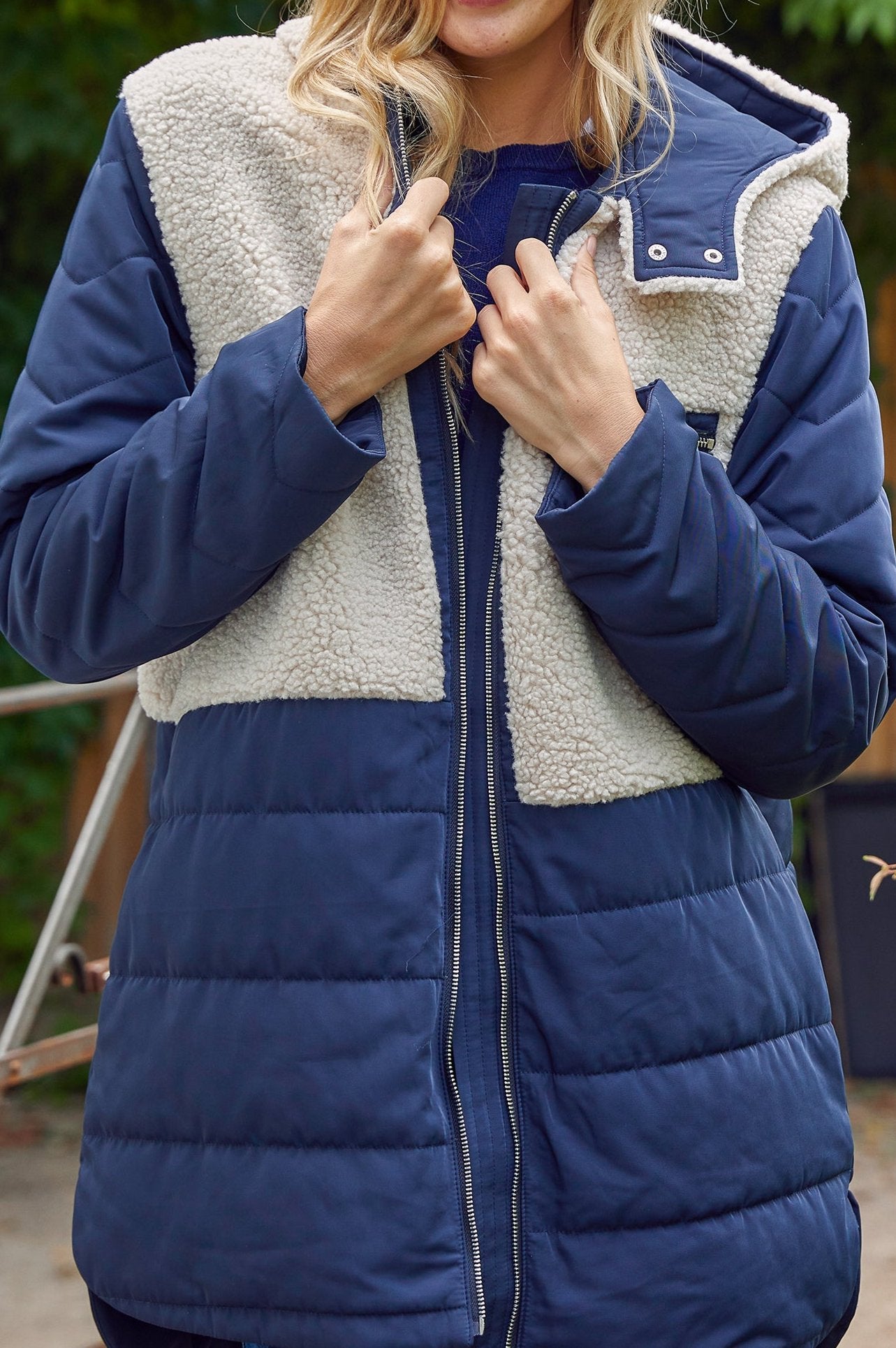 Petra Coat for Women - Navy & Taupe Waterproof Winter Jacket - Warm Windproof Outerwear for Cold Weather, Hiking & Outdoor Activities