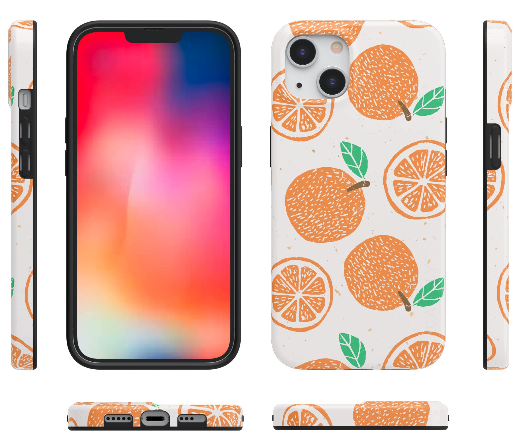 Casely iPhone 13 Case with MagSafe - Orange Stamped Protective Cover | Slim Fit, Shockproof & Wireless Charging Compatible | Perfect for Everyday Use, Travel & Outdoor Activities