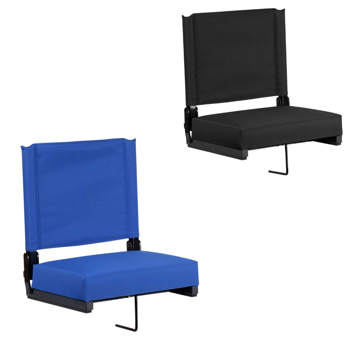 Flash Furniture Grandstand Comfort Seats with Ultra-Padded Seat - Black & Blue - Perfect for Home Theater, Game Rooms & Stadium-Style Seating