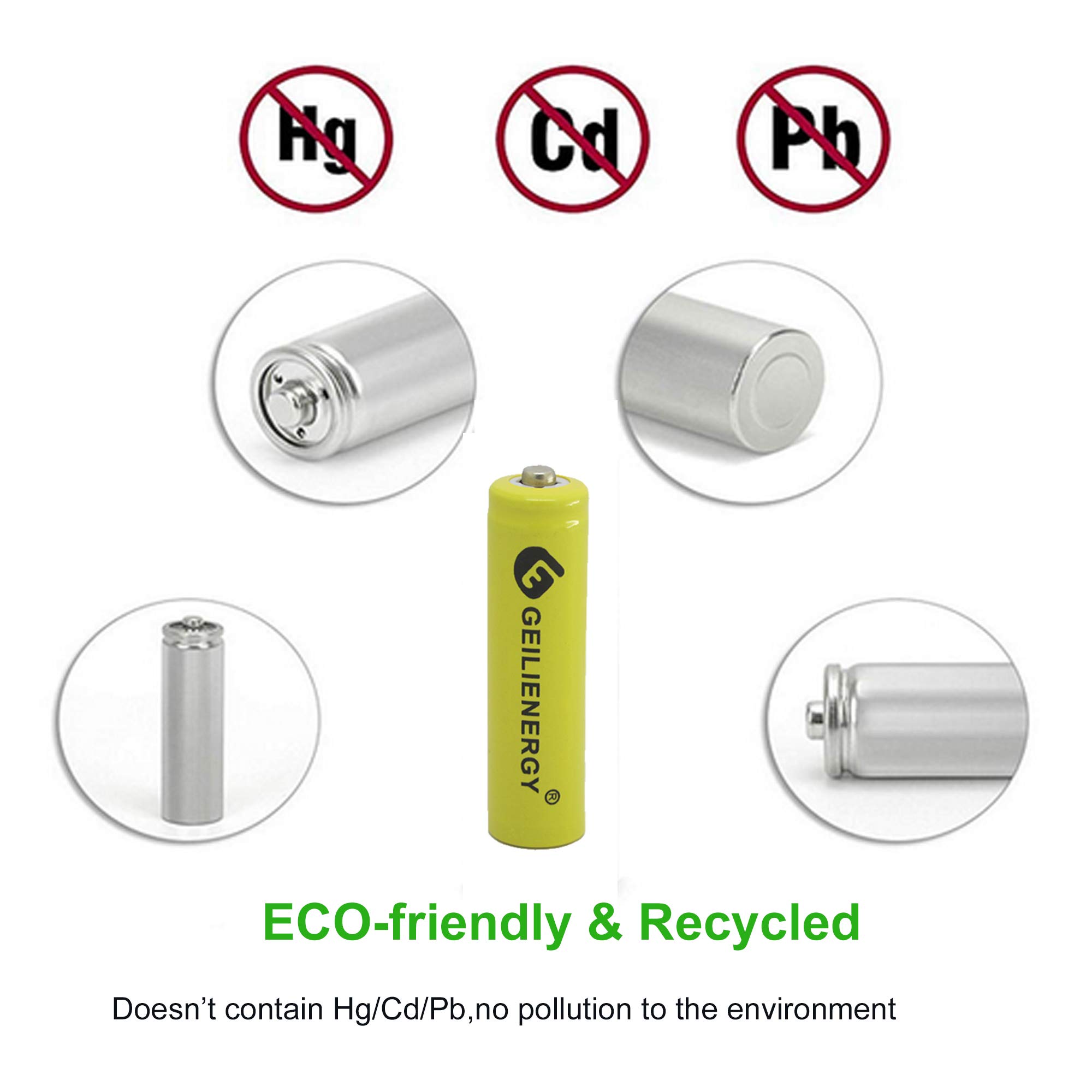GEILIENERGY AAA Ni-CD 600mAh Rechargeable Solar Light Batteries - 20 Pack Yellow Batteries for Outdoor Solar Lights, Garden Lamps & Landscape Lighting