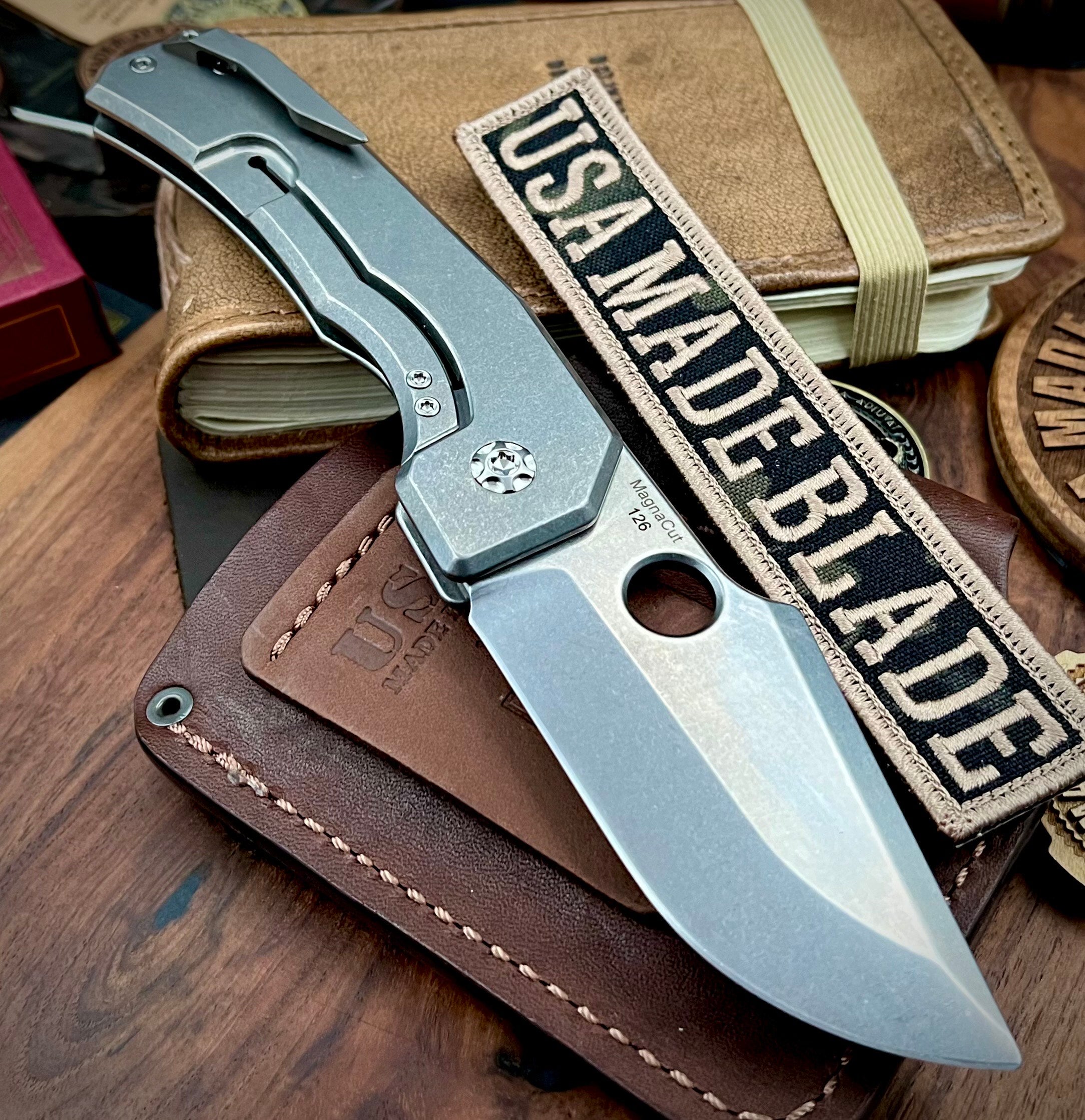 Premium Zermeno Custom Knife - Full Titanium Handle with IronWood Inlay, MagnaCut Steel Blade, Titanium Backspacer & Pocket Clip | EDC, Outdoor Survival, Camping & Hunting Gear