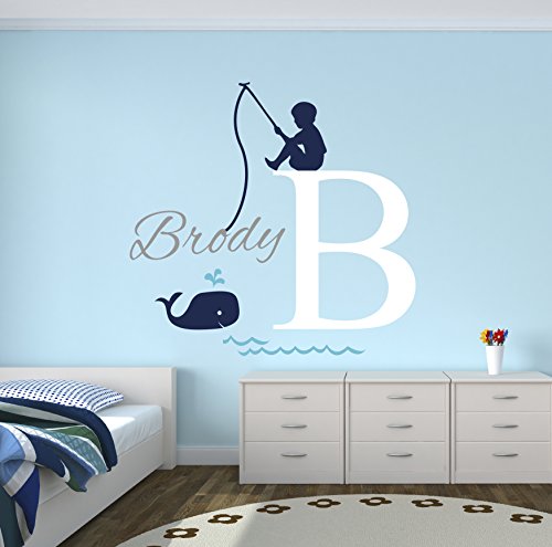 Personalized Whale Wall Decal for Baby Boy's Room | Nautical Nursery Wall Sticker | Custom Name Vinyl Wall Art - Perfect for Kids Bedroom, Playroom & Ocean Theme Decor
