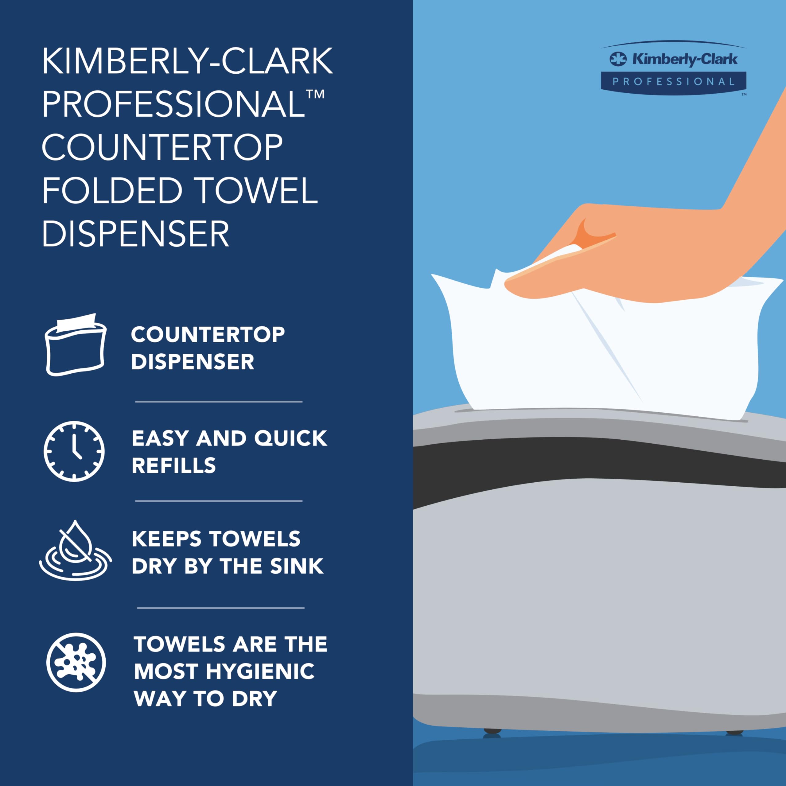Kimberly-Clark Professional Folded Paper Towel Dispenser - Soft Grey Countertop Hand Towel Holder (13.3x9x5.2 inches) for Restaurants, Offices & Home Kitchens - Pack of 1 (Model 55760)