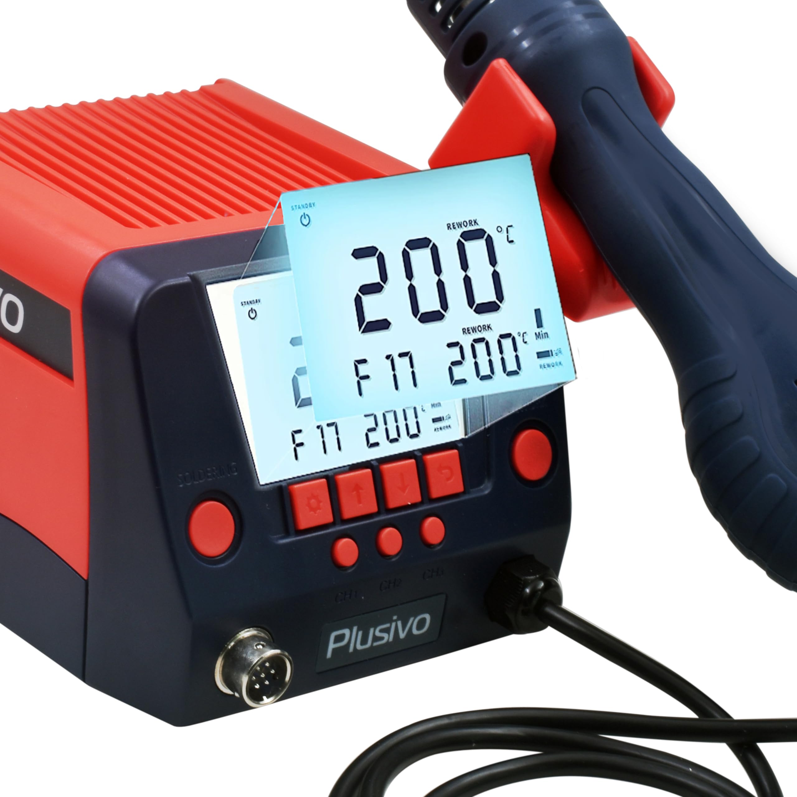 Digital Soldering Iron Station with Hot Air Rework & 2 Helping Hands - 5 Replaceable Tips, Auto Sleep, °C/°F Conversion - Complete Electronics Repair Kit with Multimeter for DIY Projects & Circuit Board Repair