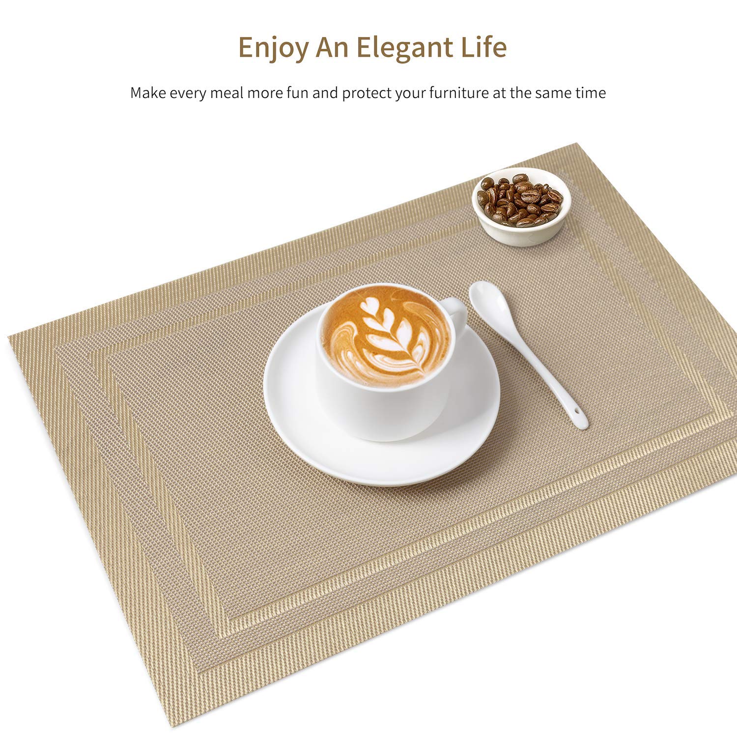 Premium SENDAY Placemats Set of 6 - Heat & Stain Resistant PVC Table Mats with Anti-Skid Backing - Durable Washable Vinyl Woven Placemats for Kitchen Dining Table - Perfect for Daily Meals, Dinner Parties & Holiday Gatherings
