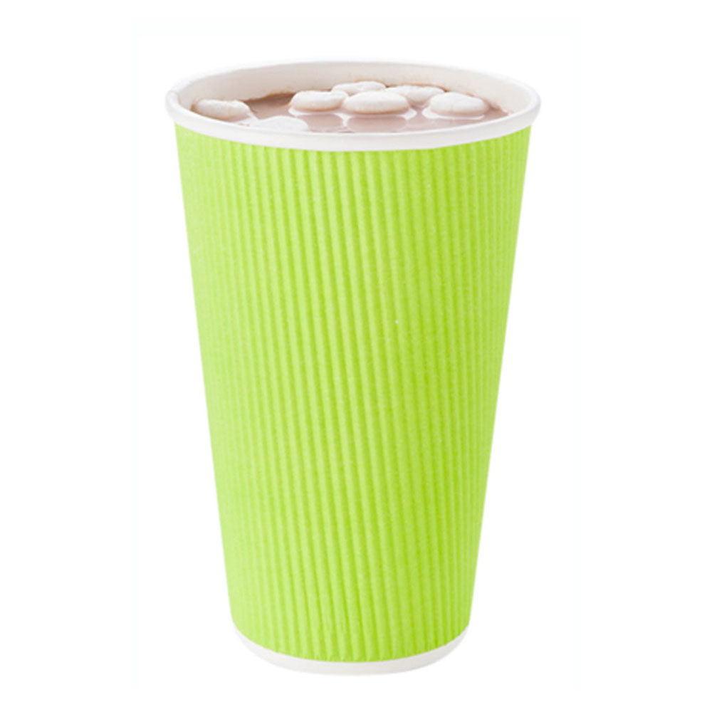 16 oz Eco-Friendly Paper Coffee Cups with Ripple Wall - 3.5