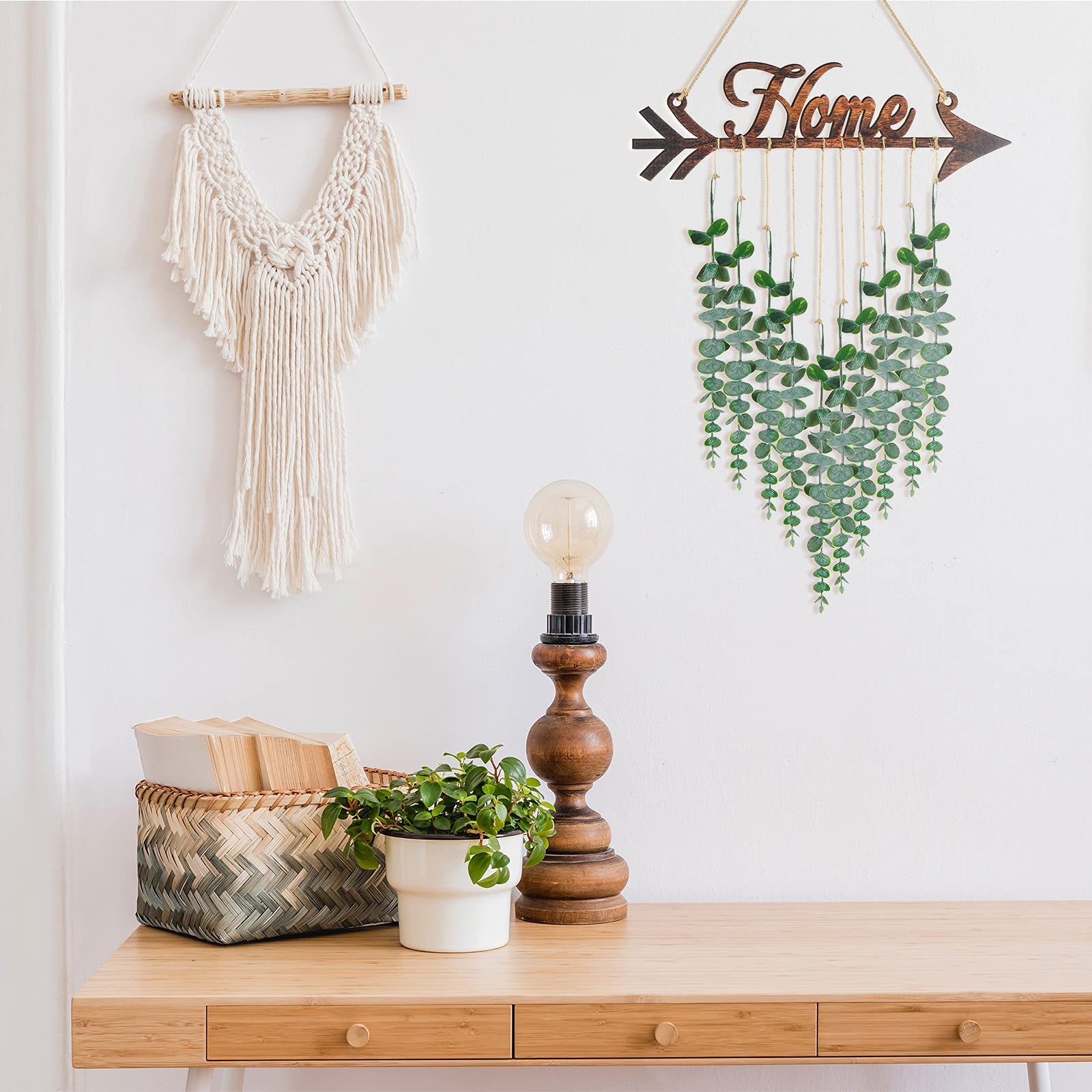 Lyrow Artificial Eucalyptus Wall Decor - Farmhouse Boho Hanging Greenery for Home, Living Room & Bedroom