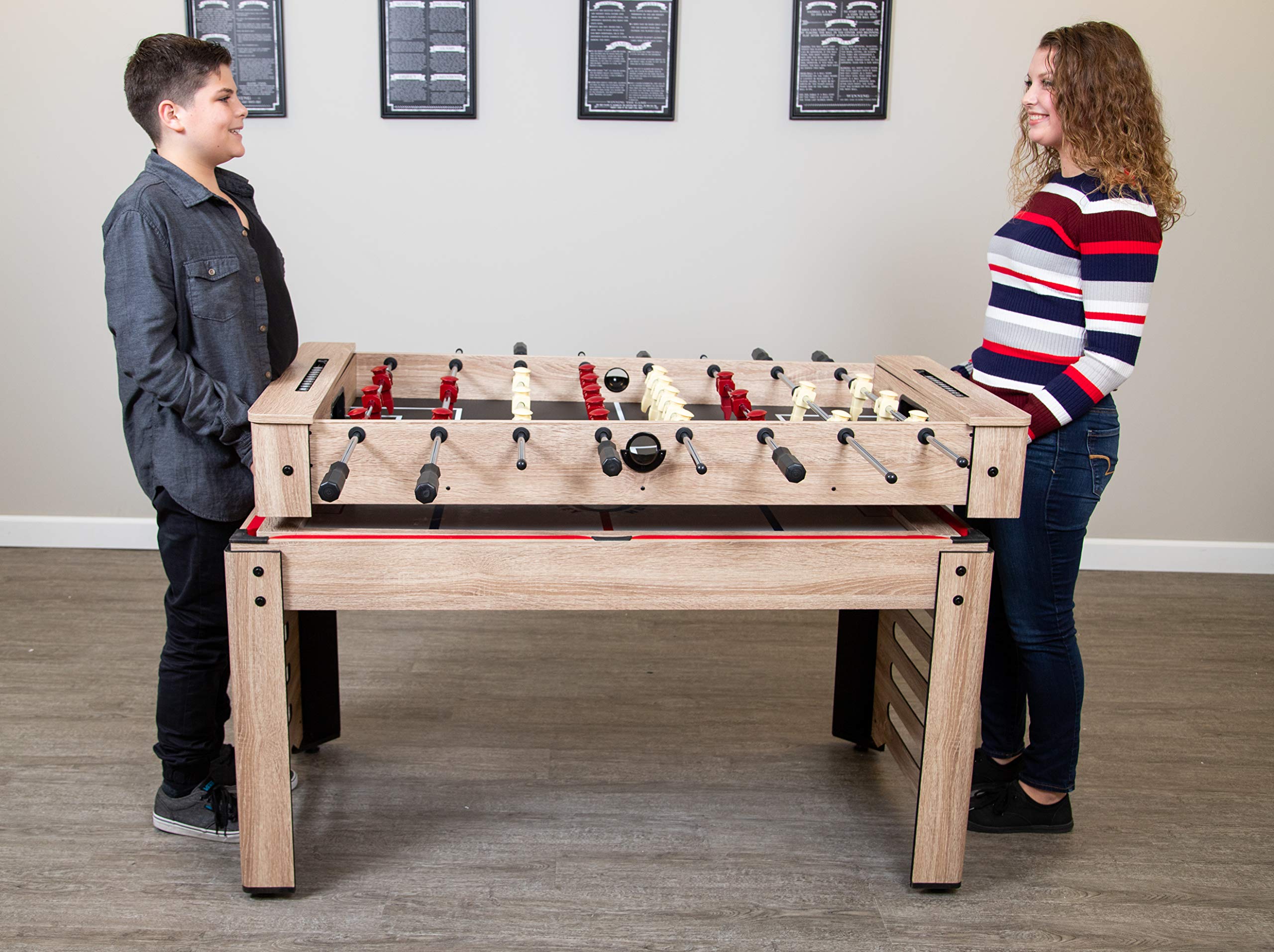 Hathaway Madison 54-inch 6-in-1 Multi-Game Table with Billiards, Foosball, Air Hockey, Table Tennis, Shuffleboard & Bowling - Perfect for Family Game Rooms, Basements & Entertainment Spaces