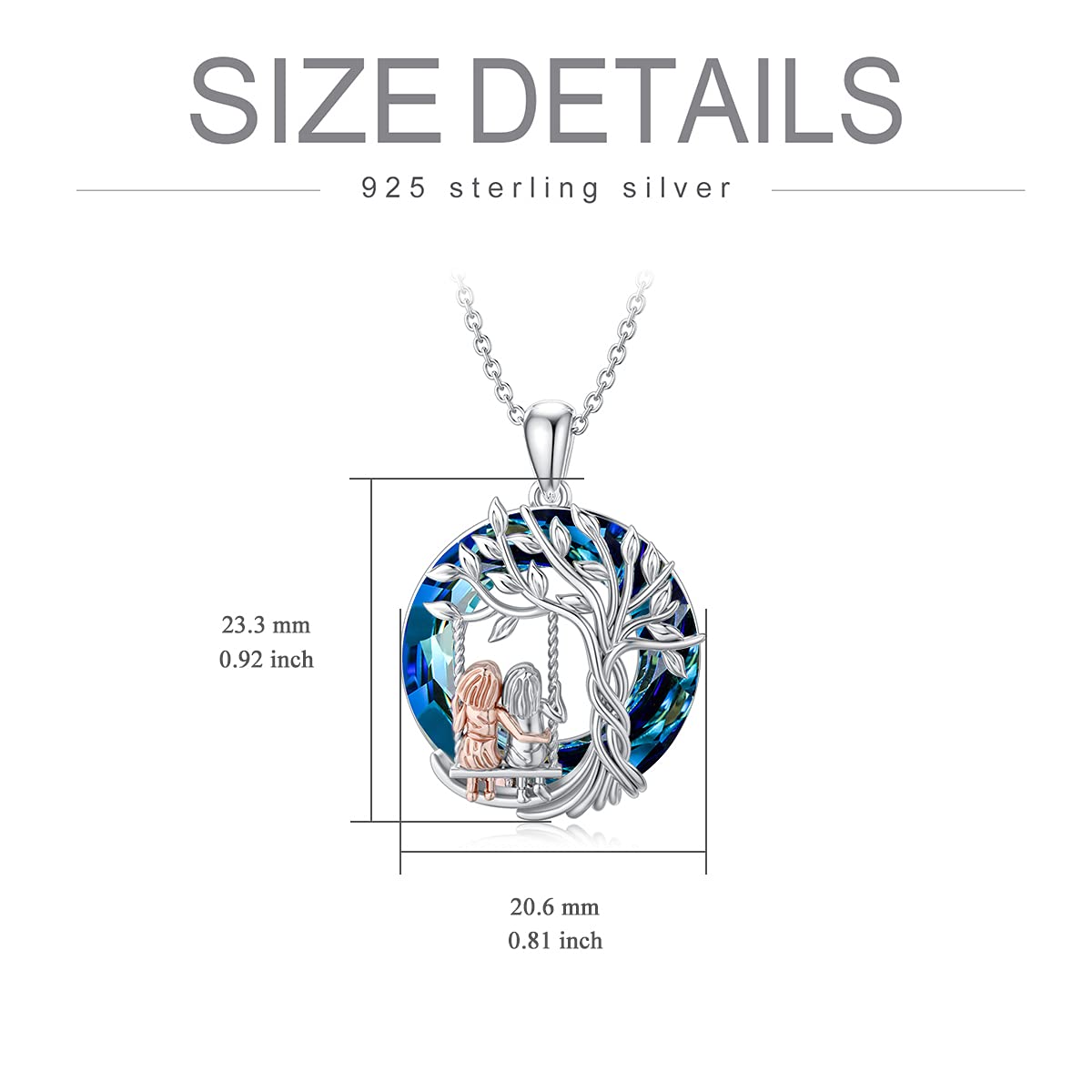 TOUPOP 925 Sterling Silver Tree of Life Necklace for Sisters - 2/3/4 Sisters Crystal Jewelry, Birthday & Mother's Day Gifts for Women, Daughters & Friends | Perfect for Sister Bonding, Family Reunions & Special Occasions