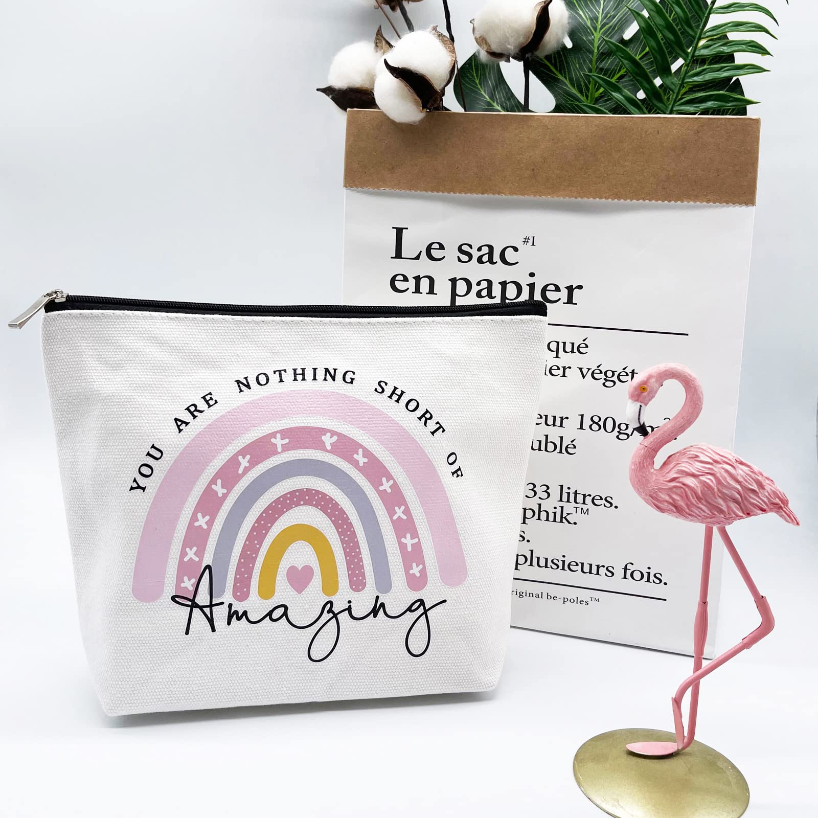 Inspirational Gifts for Women - Thank You Rainbow Cosmetic Bag, Amazing Birthday Gift for Best Friend, BFF, Sister, Wife, Boss, Teacher, NHS Nurse - Perfect for Travel, Work, or Daily Use