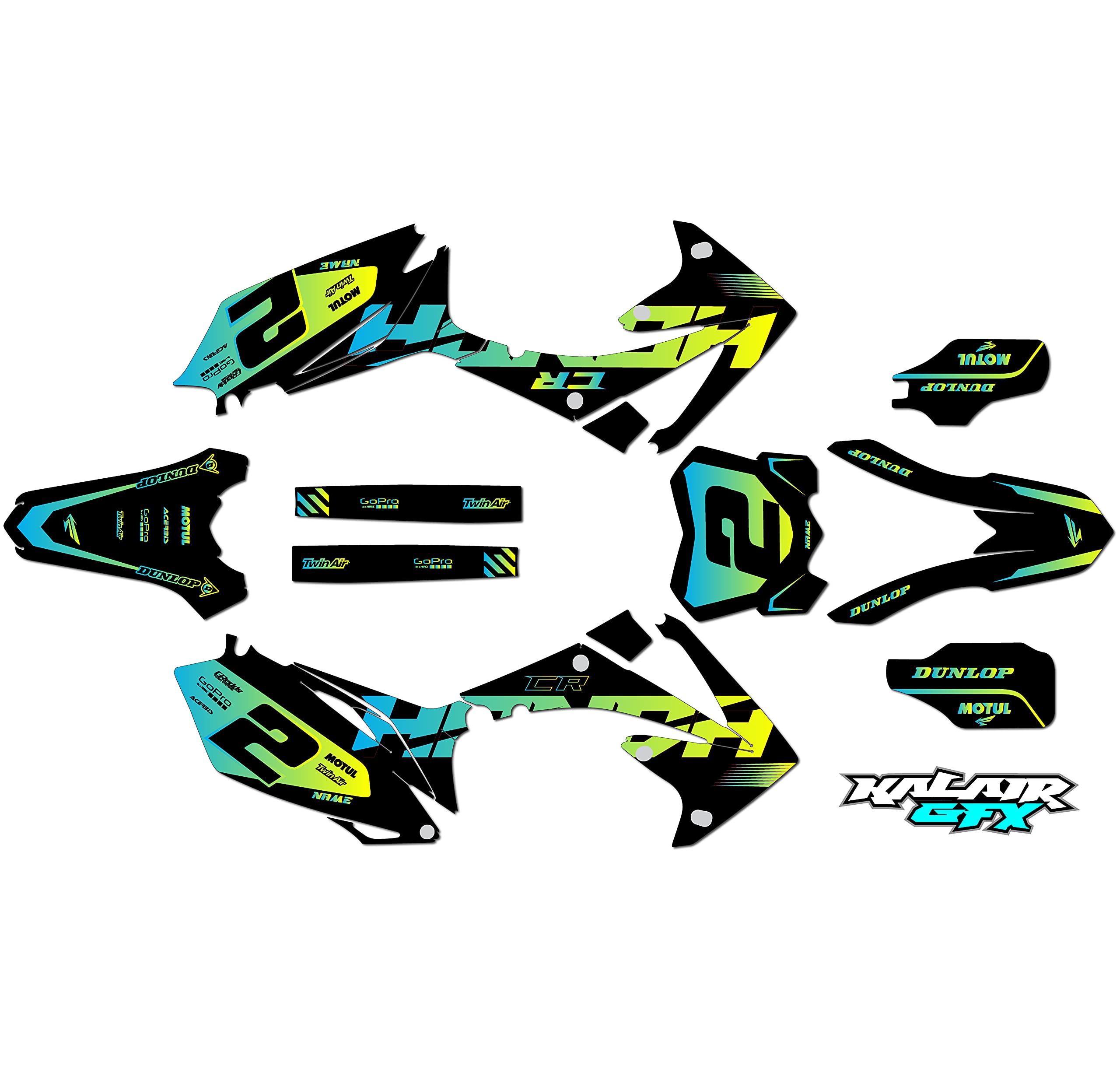 Honda CRF250R (2010-2013) Flight Series Lime 9 Mil Dirt Bike Graphics Kit - High Quality Motorcycle Stickers & Racing Decals for Motocross, Pit Bike & Off-Road Accessories - Perfect for Track Racing, Trail Riding & Custom Bike Styling