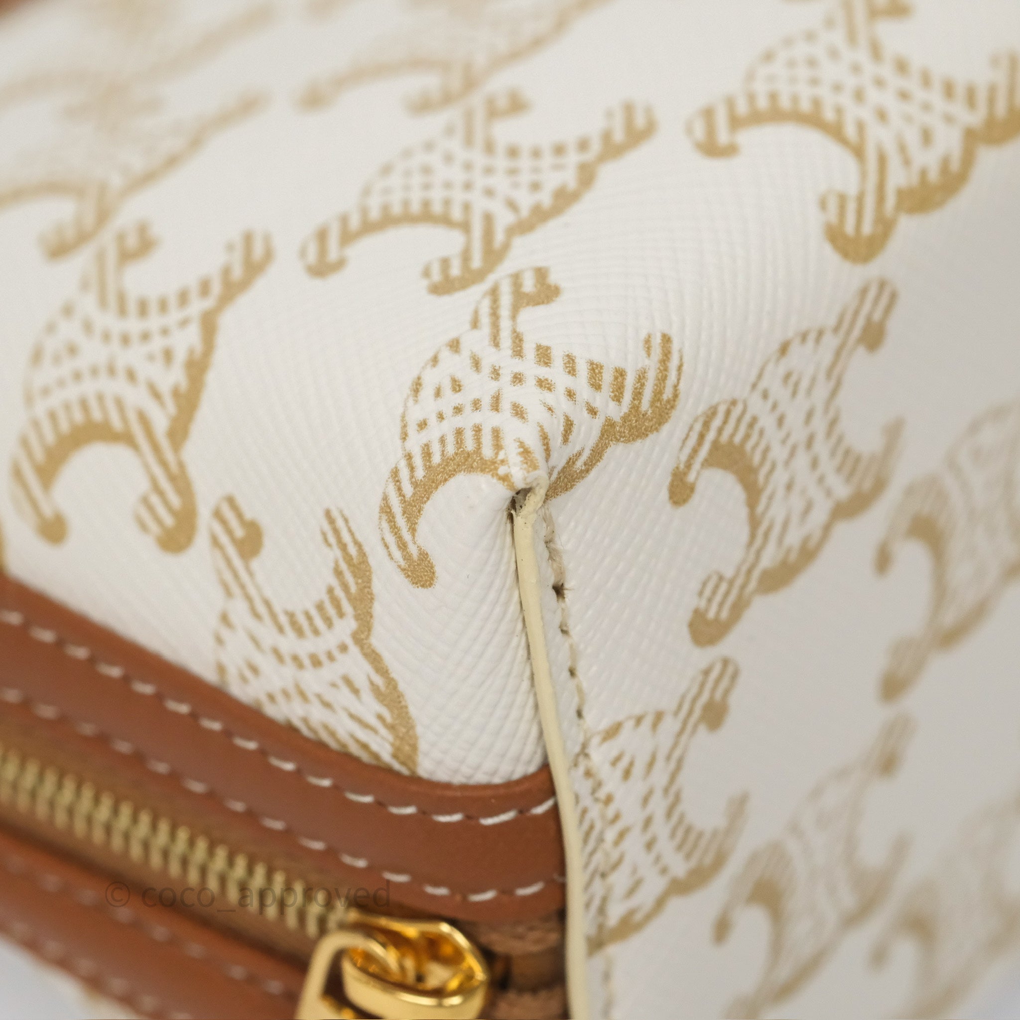 Celine Triomphe Canvas and Lambskin Chain Clutch Bag in White/Tan - Perfect for Evening Events, Parties & Luxury Fashion Accessories