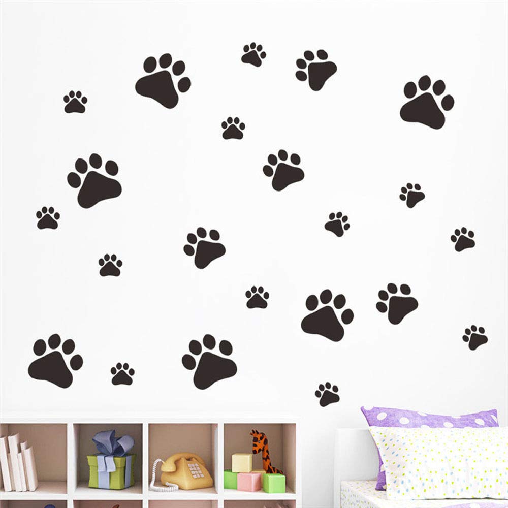 WOCACHI Removable Wall Stickers - Walking Paw Prints Decals for Home Decor, Dog & Cat Room Art, Nursery Mural, Peel & Stick Wall Decoration | Perfect for Pet Lovers, Kids Rooms & DIY Home Improvement