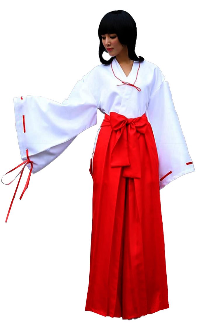 Authentic Japanese Miko Cosplay Kimono Costume - Red Hakama Outfit for Women | Perfect for Anime Conventions, Halloween & Themed Parties