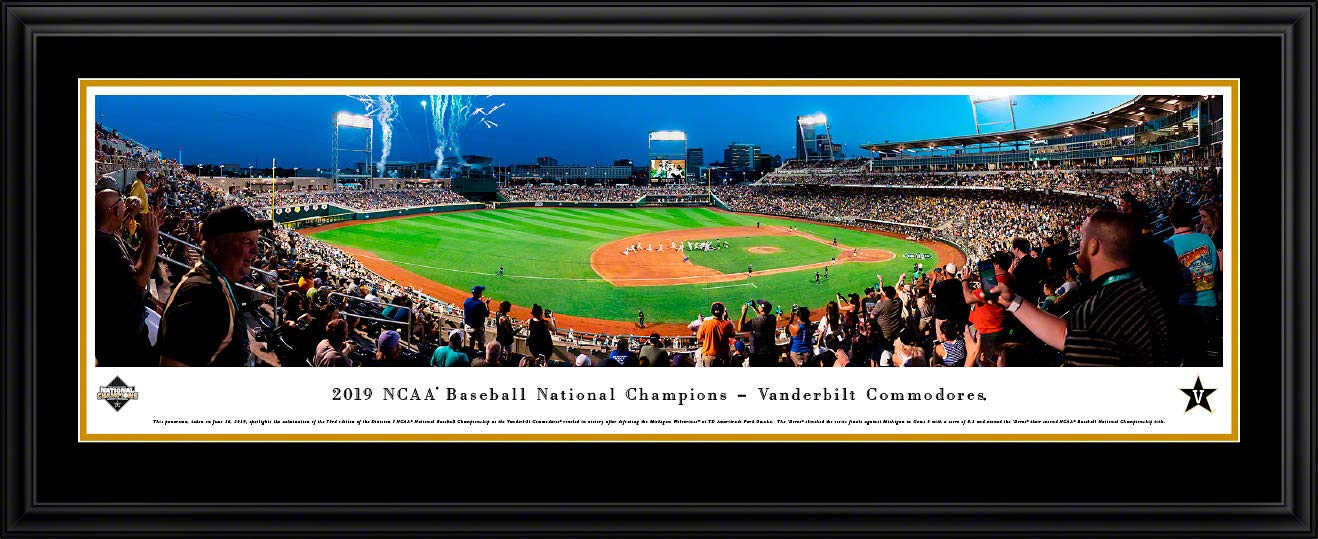 Vanderbilt 2019 College World Series Champions Panoramic Poster - Framed Wall Art & Decor by Blakeway Panoramas - Perfect for Sports Fans, Dorm Rooms & Game Day Decorations