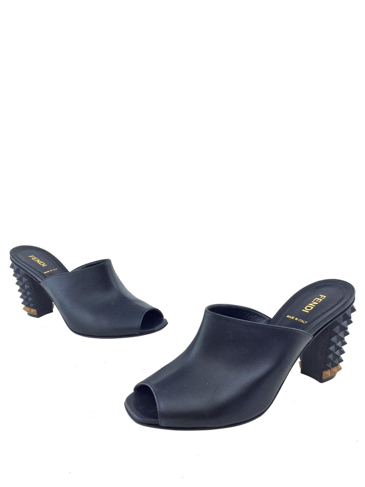 Fendi Women's Open Toe Spike Heel Mules - Size 7.5 US | Luxury Designer Slide Sandals for Summer, Parties & Fashion Outings