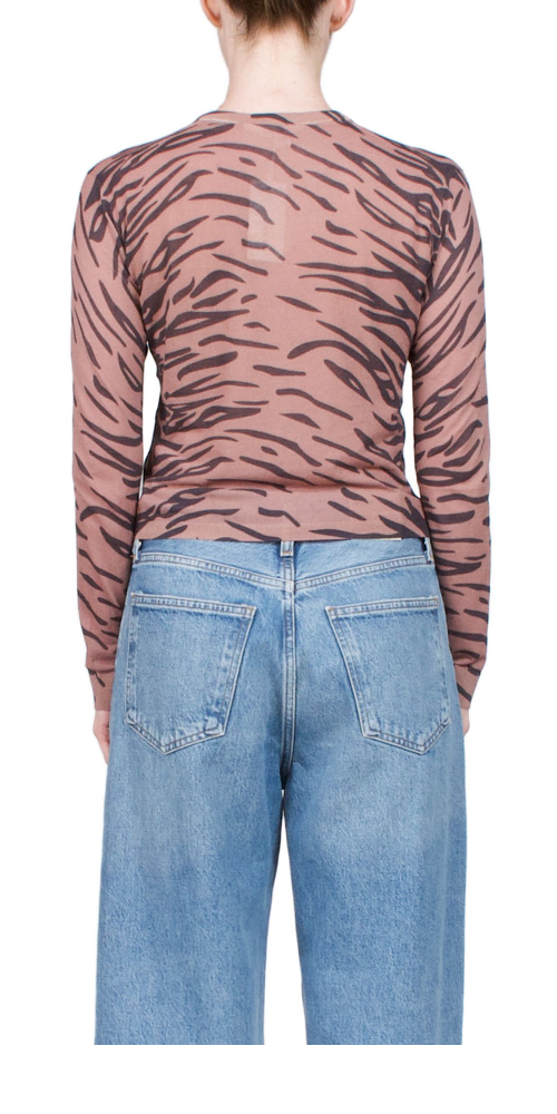 Men's Tiger Print Crew Neck Cardigan Sweater - Cozy Knit Pullover for Casual Wear, Office & Fall Outfits