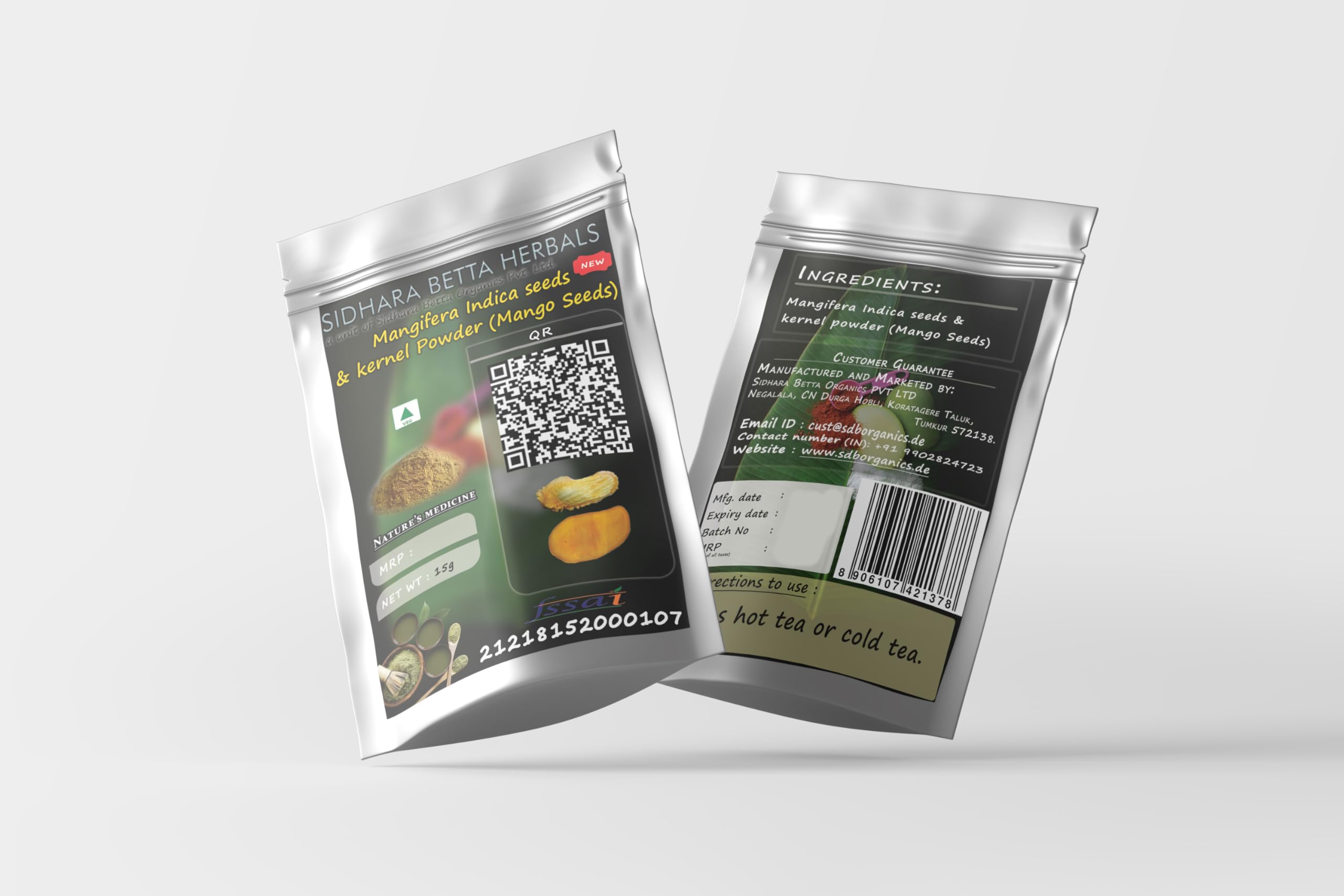 SIDHARA BETTA HERBALS Pure Mangifera Indica Seeds & Kernel Powder | 100% Natural Mango Seed & Kernel Powder | Pack of 1 | for Skin Care, Hair Growth & Ayurvedic Remedies