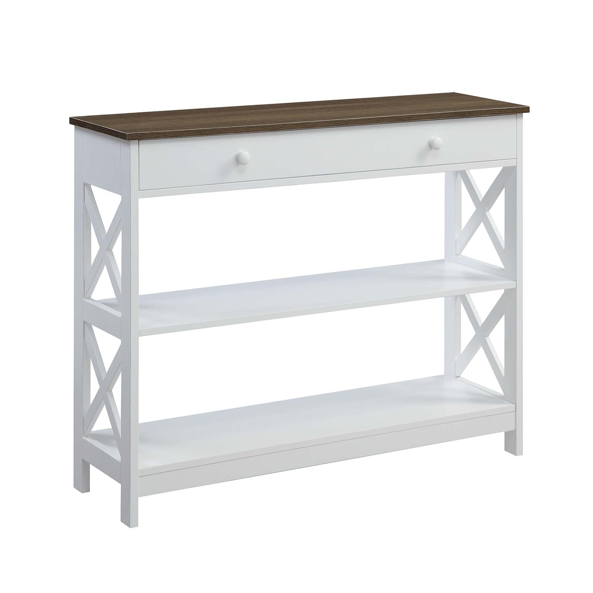 Ergode Oxford 1-Drawer Console Table with Shelves - Entryway Sofa Table, Hallway Storage Organizer for Living Room, Bedroom & Office