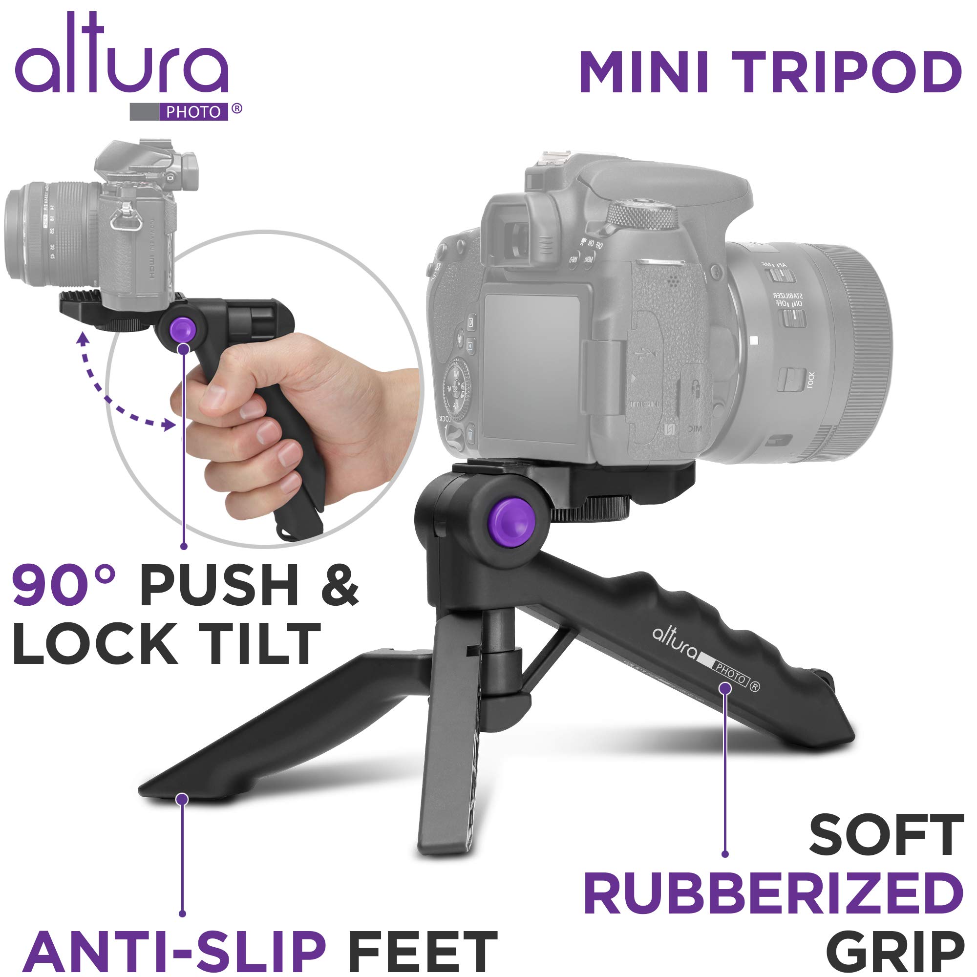 Altura Photo Camera Accessories Bundle for Canon Nikon Sony DSLR & Mirrorless Cameras - Professional Photography Kit with Small Tripod, Wrist Strap & Lens Cleaning Set - Perfect for Travel, Vlogging & Outdoor Shooting