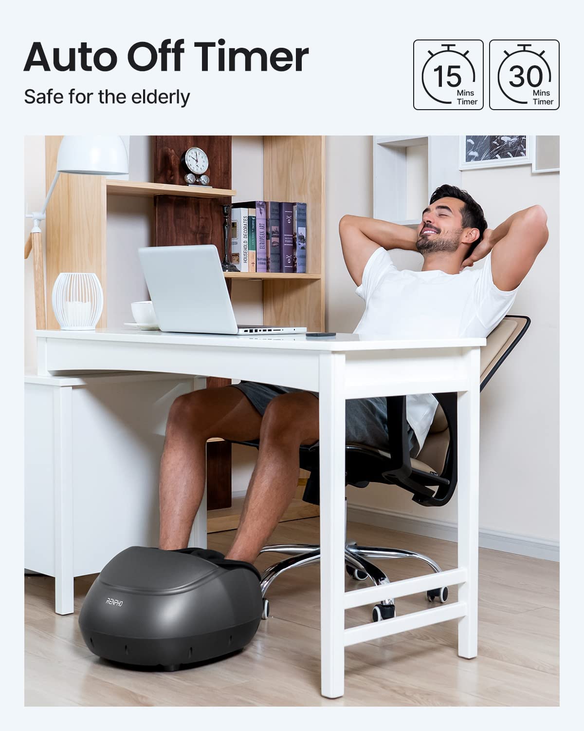 RENPHO Shiatsu Foot Massager with Heat & Wireless Remote - 2025 Upgraded Deep Kneading for Plantar Fasciitis, Neuropathy Relief - FSA/HSA Eligible Foot Spa Machine - Perfect for Home/Office Use & Mother's Day Gifts (Fits Up to Size 14)