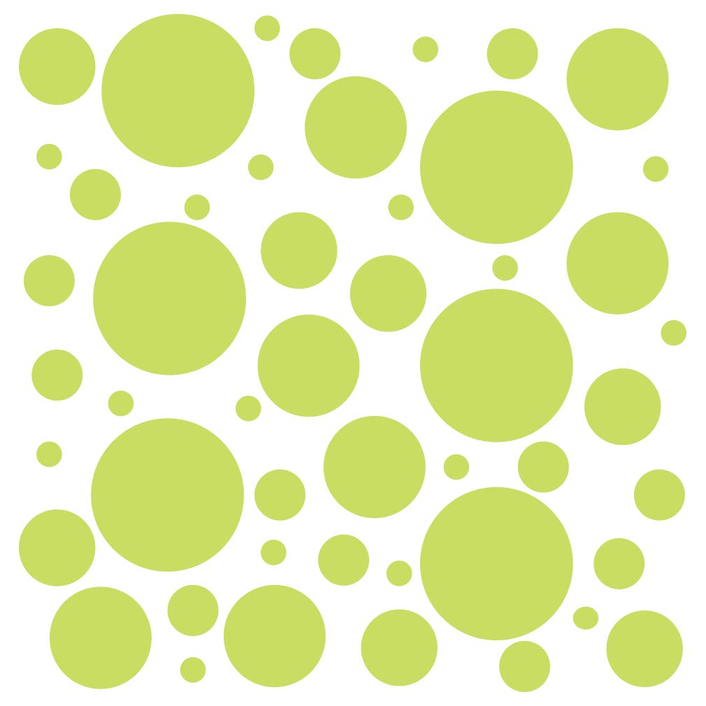 100-Piece Chartreuse Vinyl Wall Decals | Assorted Polka Dot Stickers | Removable & Safe for Smooth/Textured Walls | Nursery, Kids Room & Bathroom Decor | Perfect for DIY Home Decor, Classroom Design & Party Backdrops