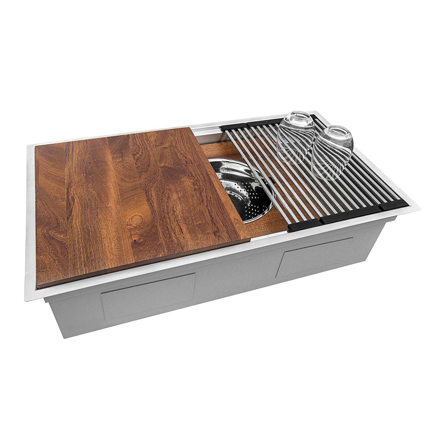 Ruvati 39-inch Dual Tier Undermount Kitchen Sink - 16 Gauge Stainless Steel with Brushed Finish (Hides Scratches) - Perfect for RV, Home & Commercial Kitchens - RVH8299