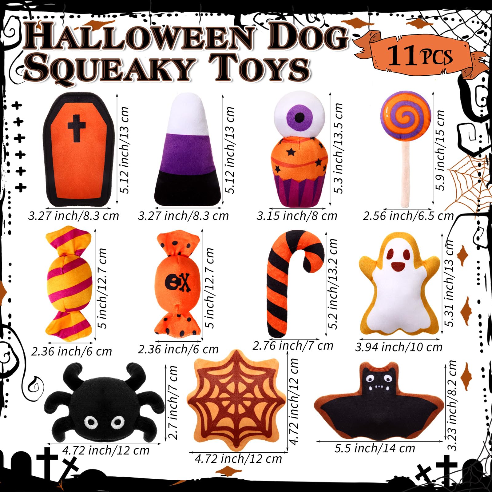 23 Pcs Halloween Dog Toys Set - Squeaky Spider Plush, Rope Chew & Ghost Stuffed Toys for Puppies - Interactive Teething & Teeth Cleaning Toys for Small Dogs - Perfect for Halloween Parties, Training & Playtime