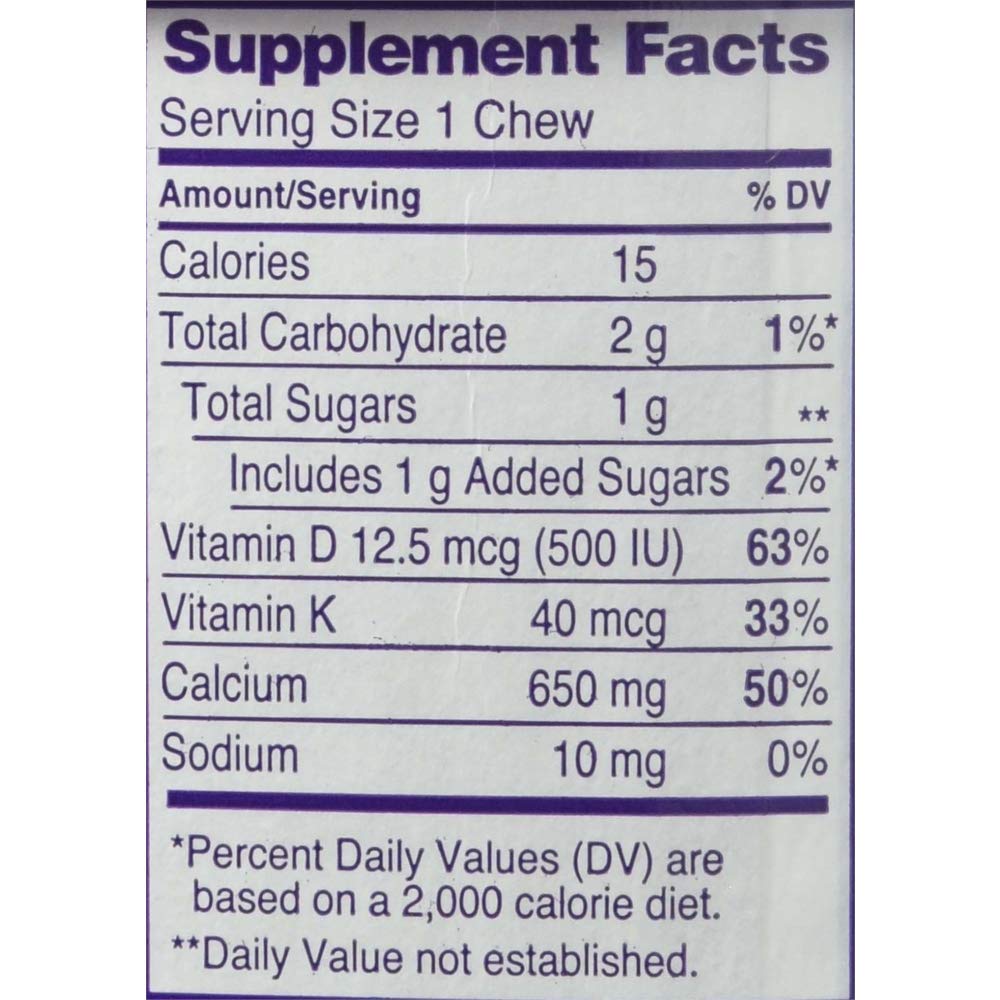 Viactiv Calcium (500mg) with Vitamins D & K, Milk Chocolate Flavor, 90-Count Soft Chews (Pack of 2) - Supports Bone Health & Immune System, Perfect for Adults & Seniors at Home or On-the-Go