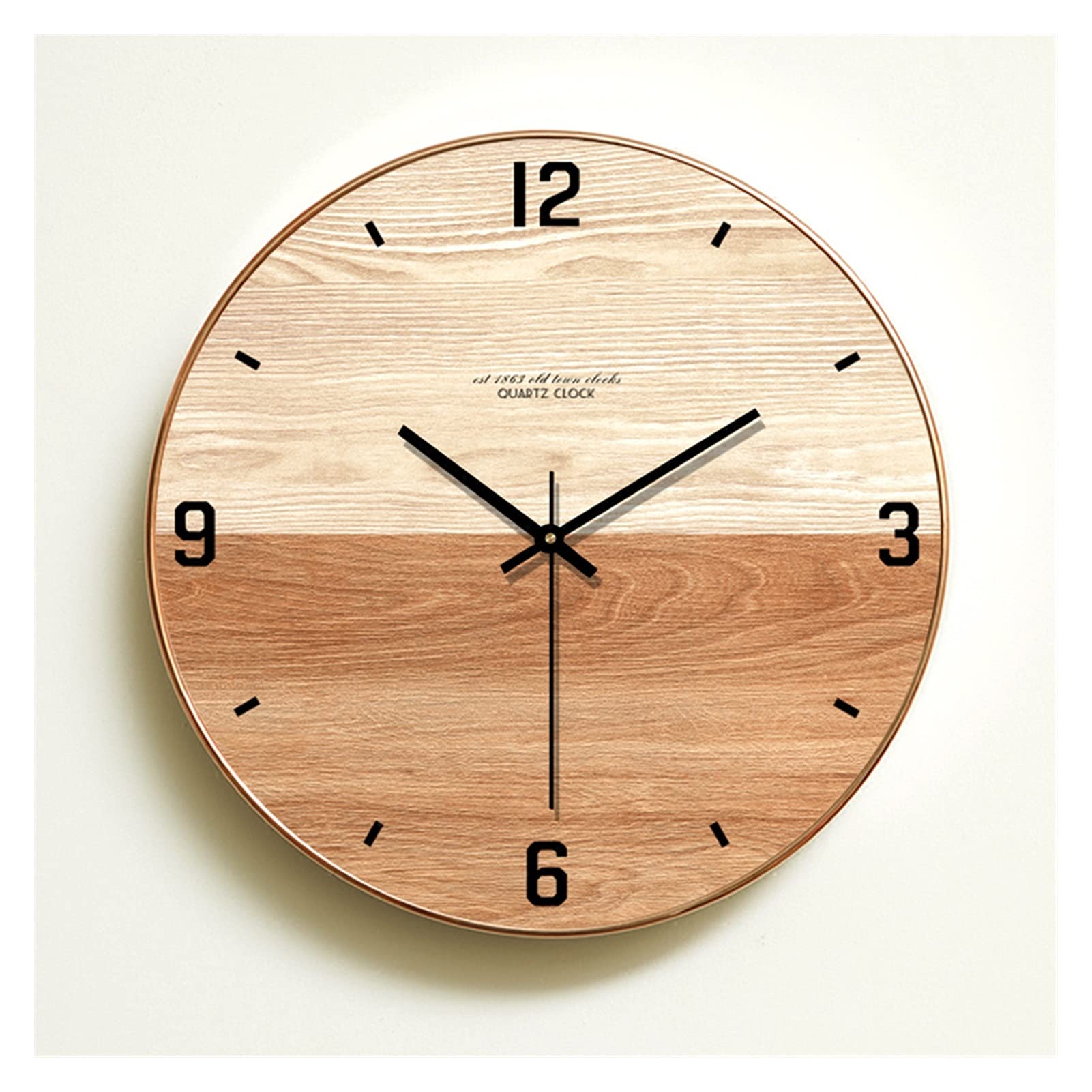 Modern Minimalist Wooden Wall Clock 14 Inch - Silent Non-Ticking, Nordic Style Home Decor for Bedroom, Living Room, Office - Red Wooden Wall Art with Easy-to-Read Numbers (Perfect for Home, Office & Gifts)