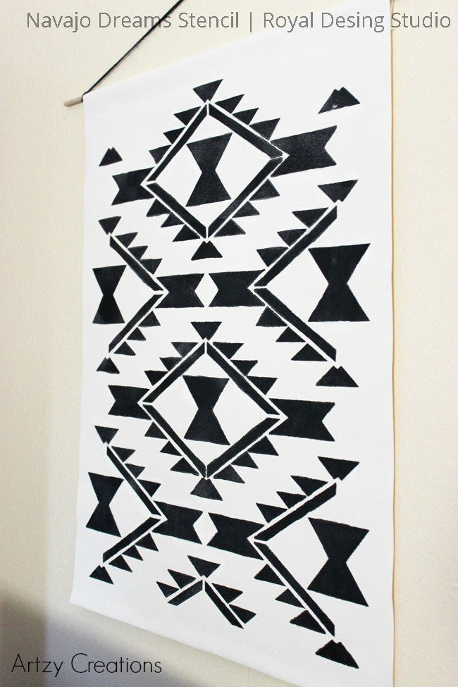 Navajo Dreams Damask Wall Stencil - Reusable DIY Painting Template for Home Decor, Bedroom & Nursery Accent Walls | Perfect for Stenciling, Wall Art, and Creative Interior Design Projects