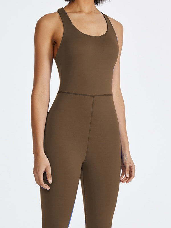 ZASUWA Women's Round Neck Slimming Backless Jumpsuit - Perfect for Parties, Date Nights & Summer Outings