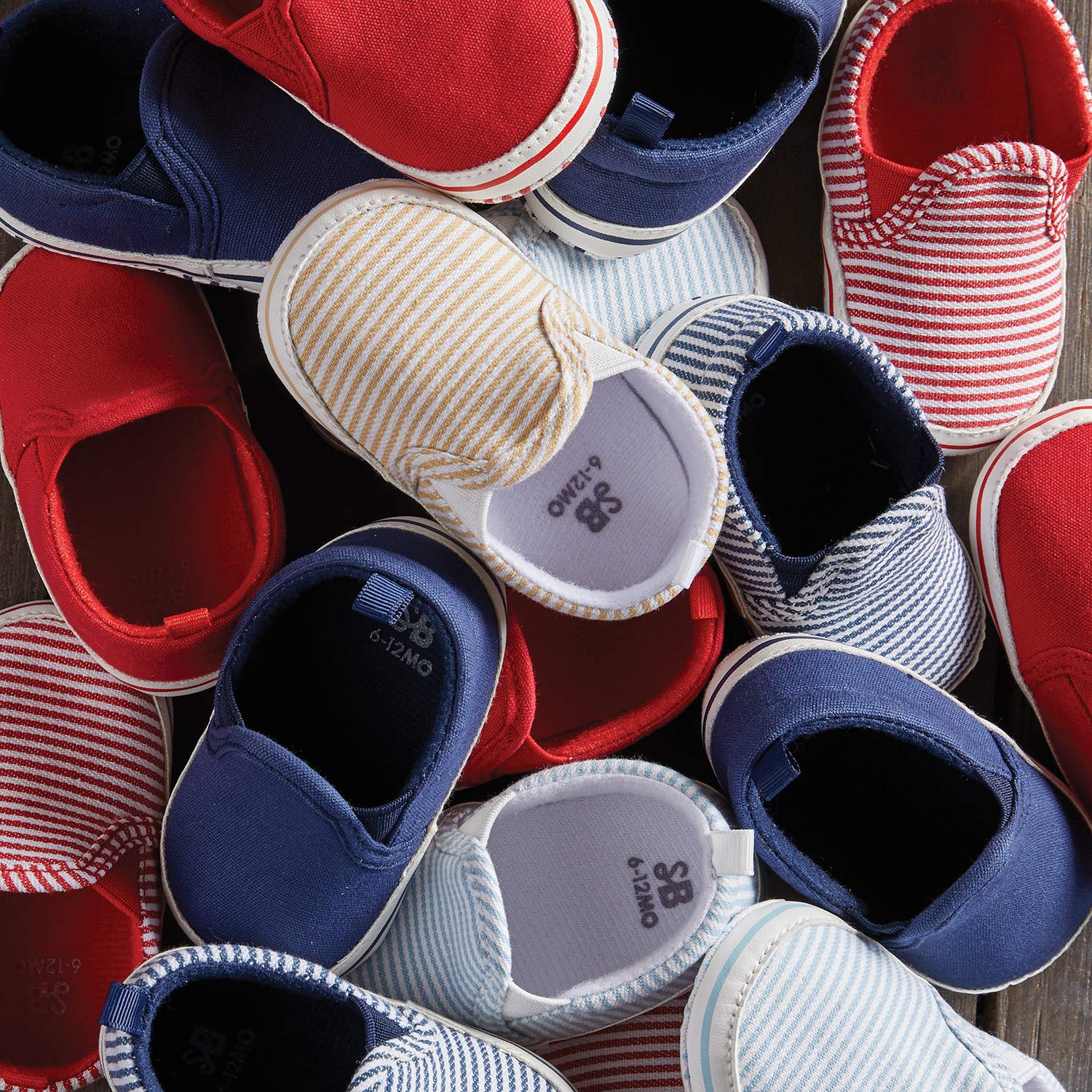 Stephan Baby Non-Slip Shoes (6-12 Months) - Red Canvas for Safe Walking