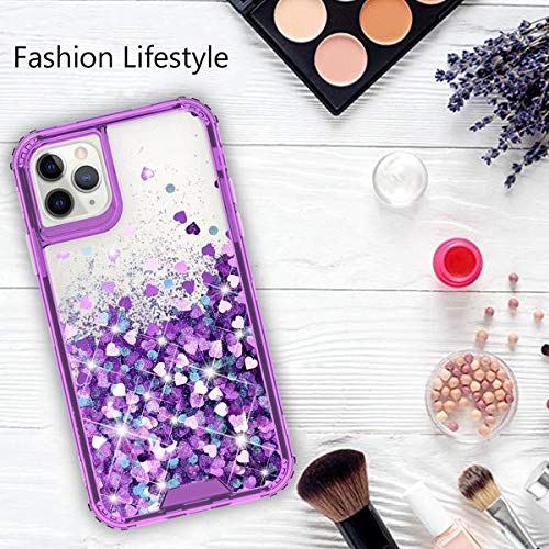 **Galaxy Wireless Phone Case Compatible with iPhone 12 Pro Max - Hard Clear Glitter Liquid Waterfall Heavy Duty Protective Cover for Women & Girls (Purple) - Perfect for Everyday Use, Travel & Style**