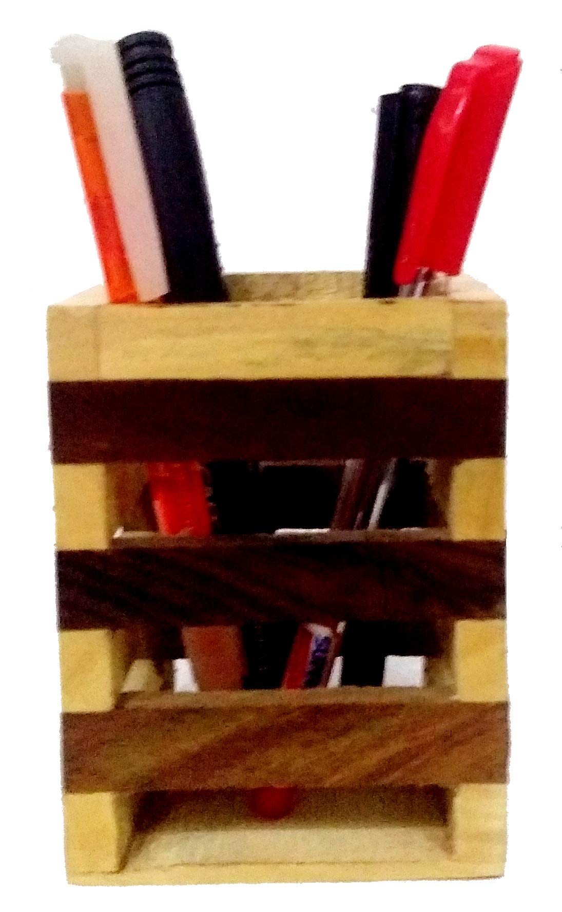 Purpledip Wooden Pen Holder, Cutlery Organizer & Desk Storage - Elegant Design for Office, Kitchen & Home Decor (11876)